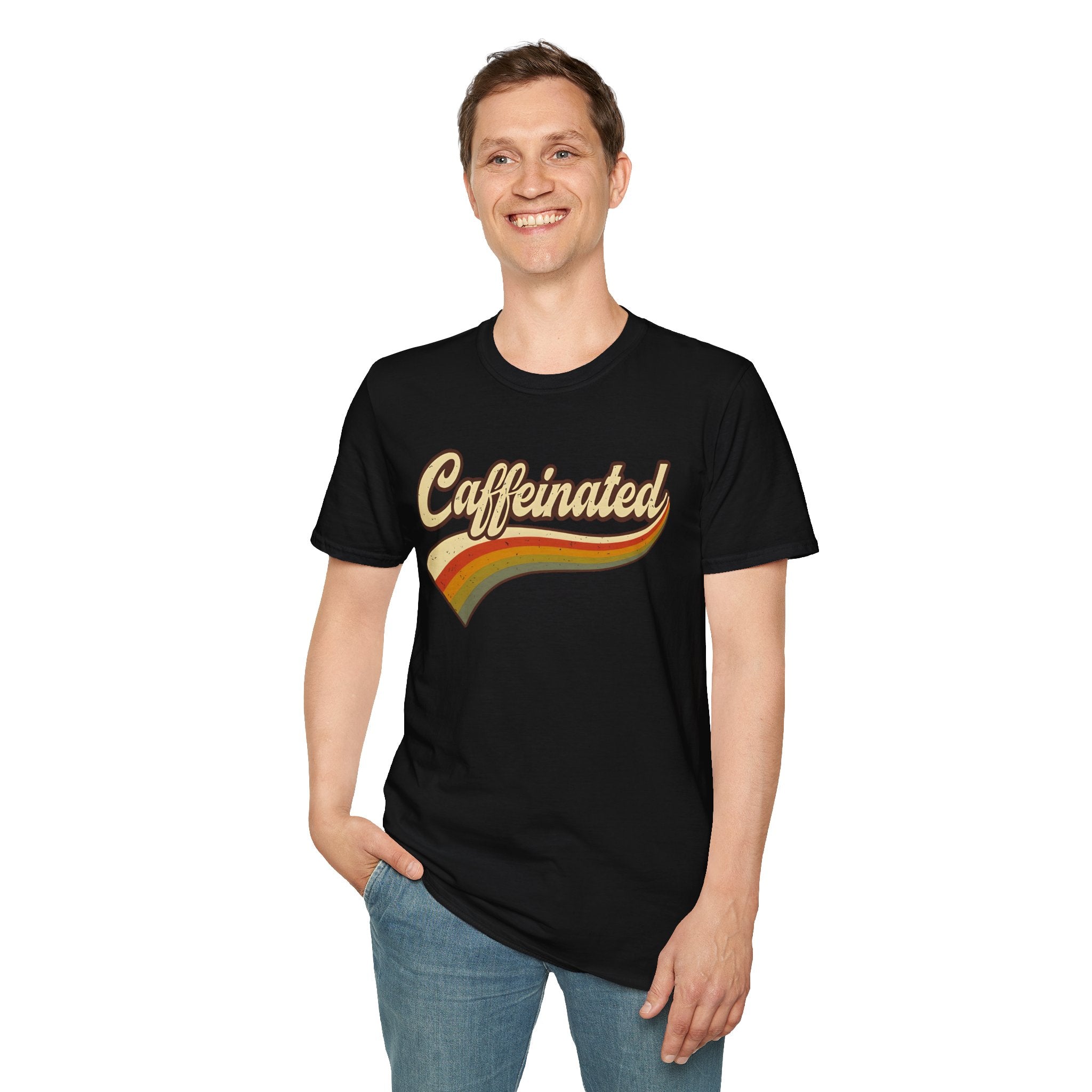 Caffeinated Retro Unisex Softstyle T-Shirt