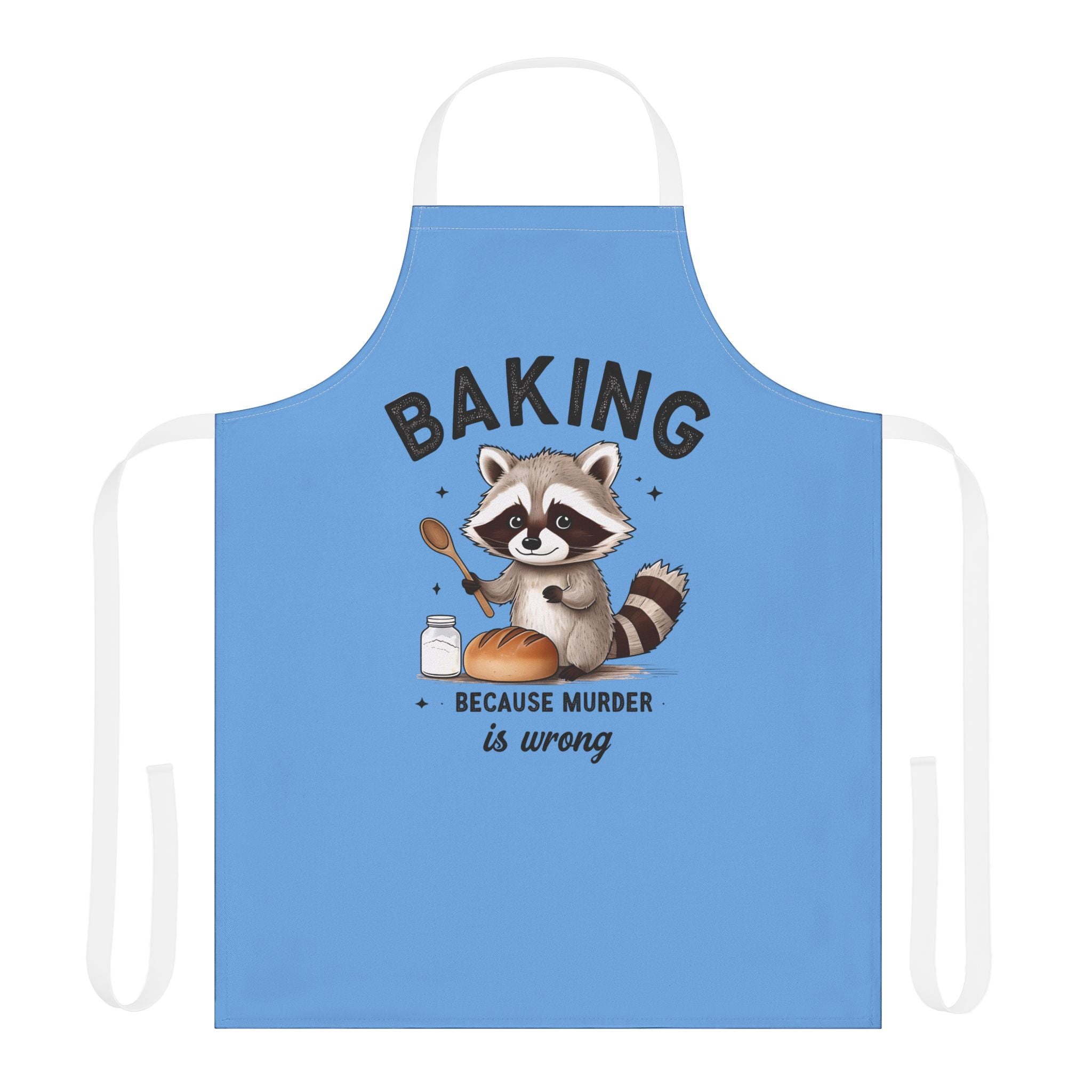 Apron — Cute Raccoon “Baking Because Murder Is Wrong” Funny Kitchen Apron