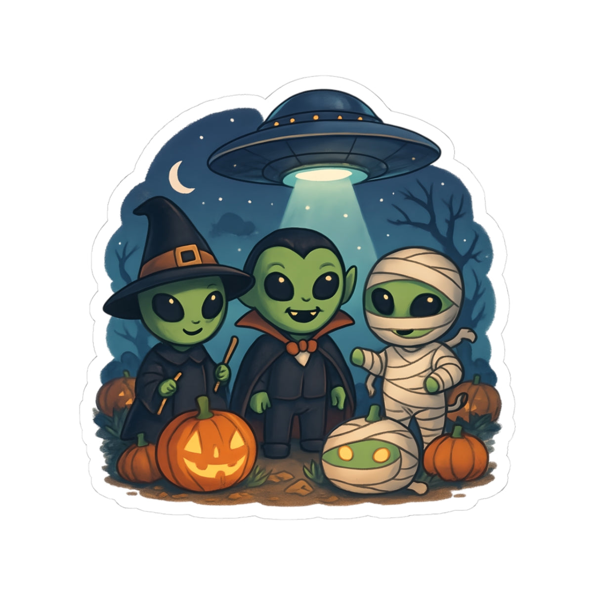 Whimsical Halloween Stickers - Cute Aliens, Pumpkin Decor, Spooky Decor, Fun Party Favors, Planner Accessories