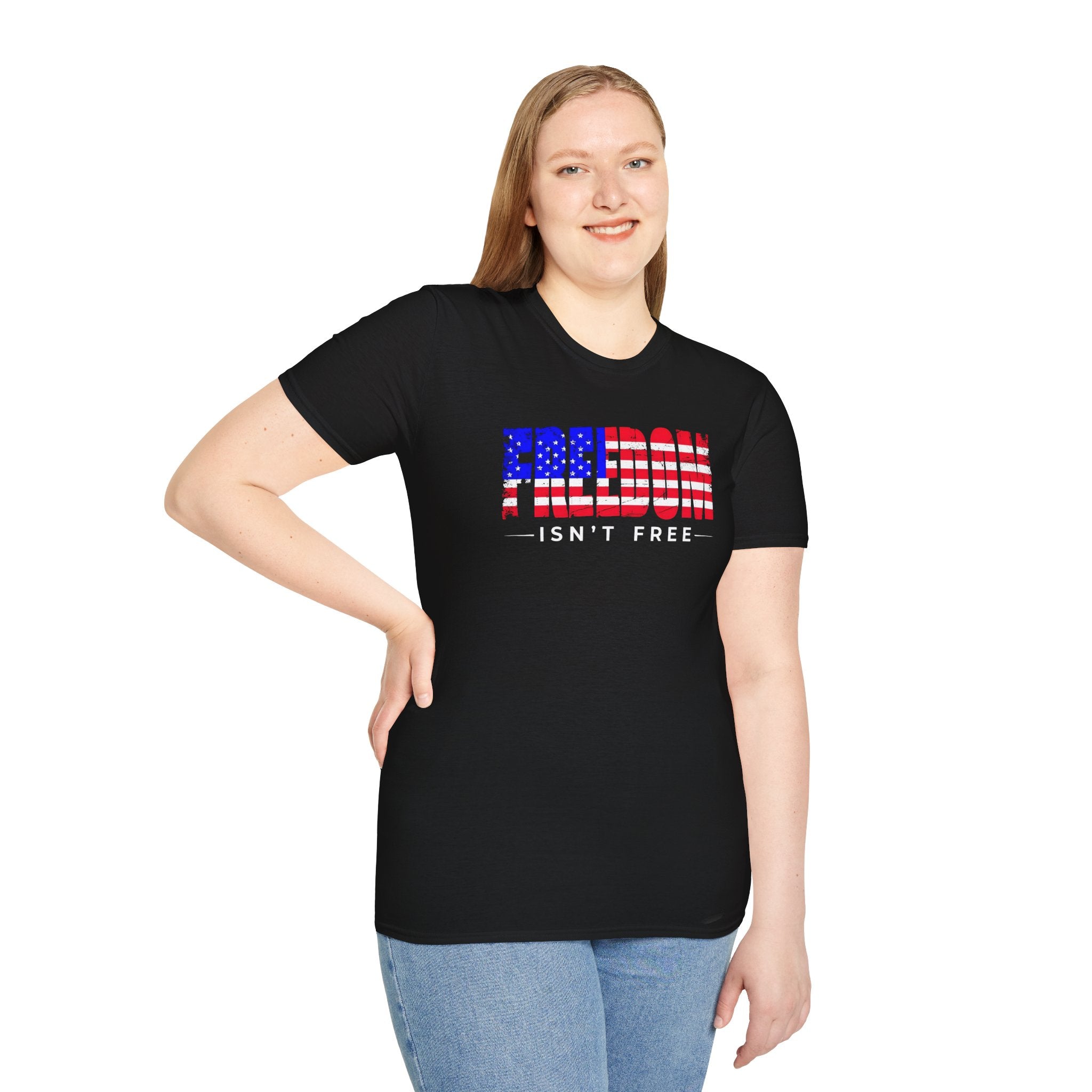 Patriotic Freedom T-Shirt - Unisex Softstyle Tee, Independence Day, Memorial Day, Veteran's Day, Everyday Wear, Gift Idea