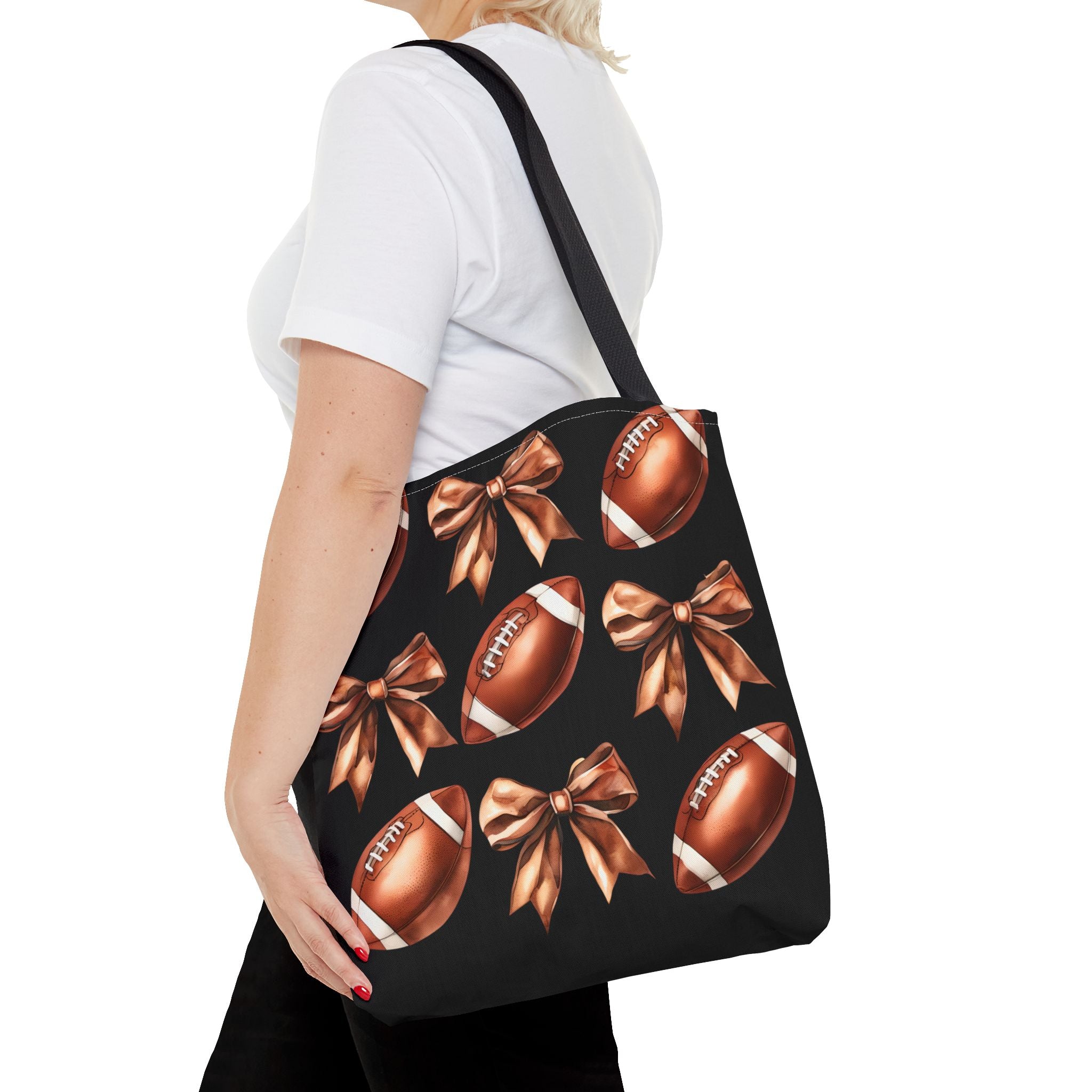 Football Tote Bag with Bows - Stylish Sports Gear