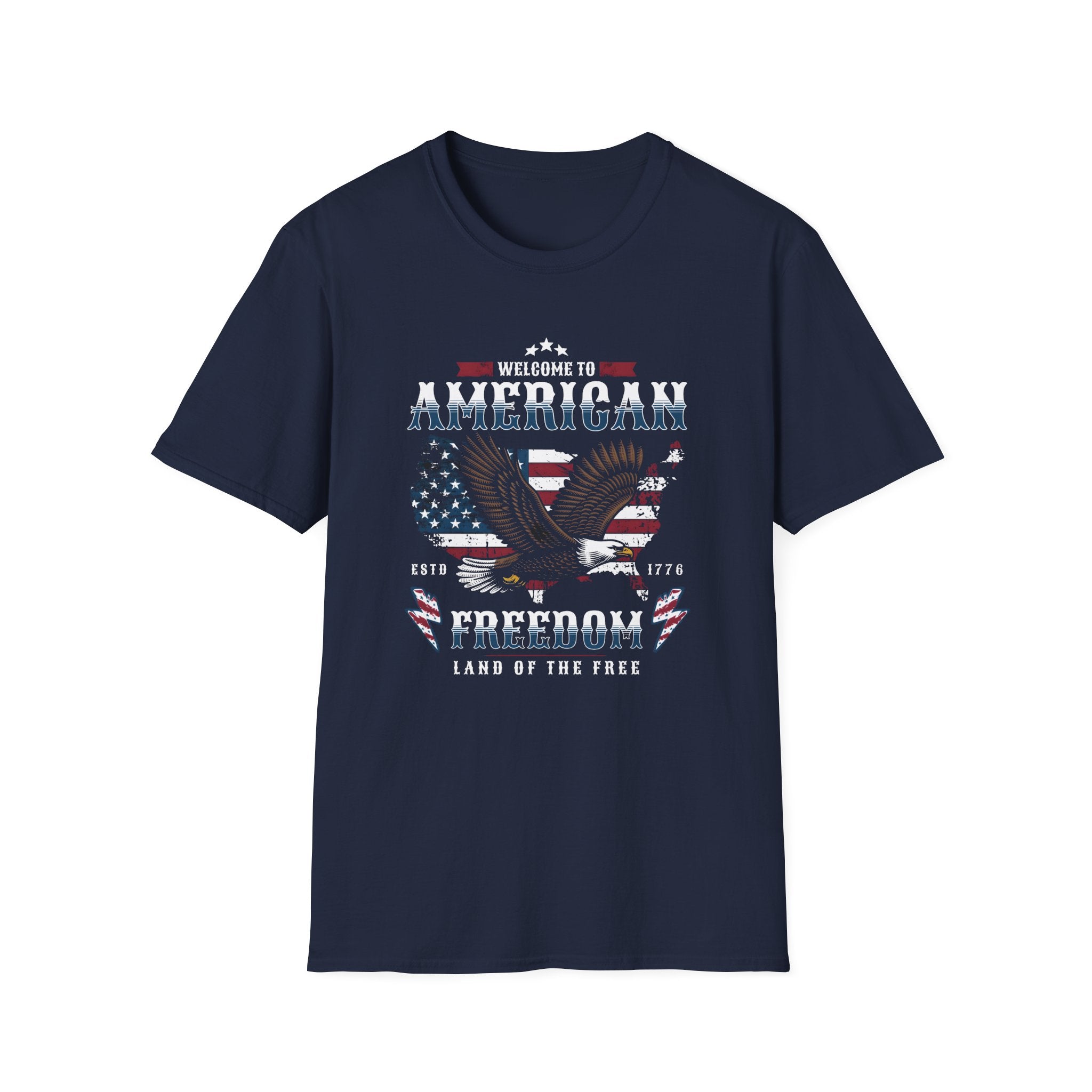 American Freedom Eagle T-Shirt — Distressed Flag Patriotic Tee for 4th of July