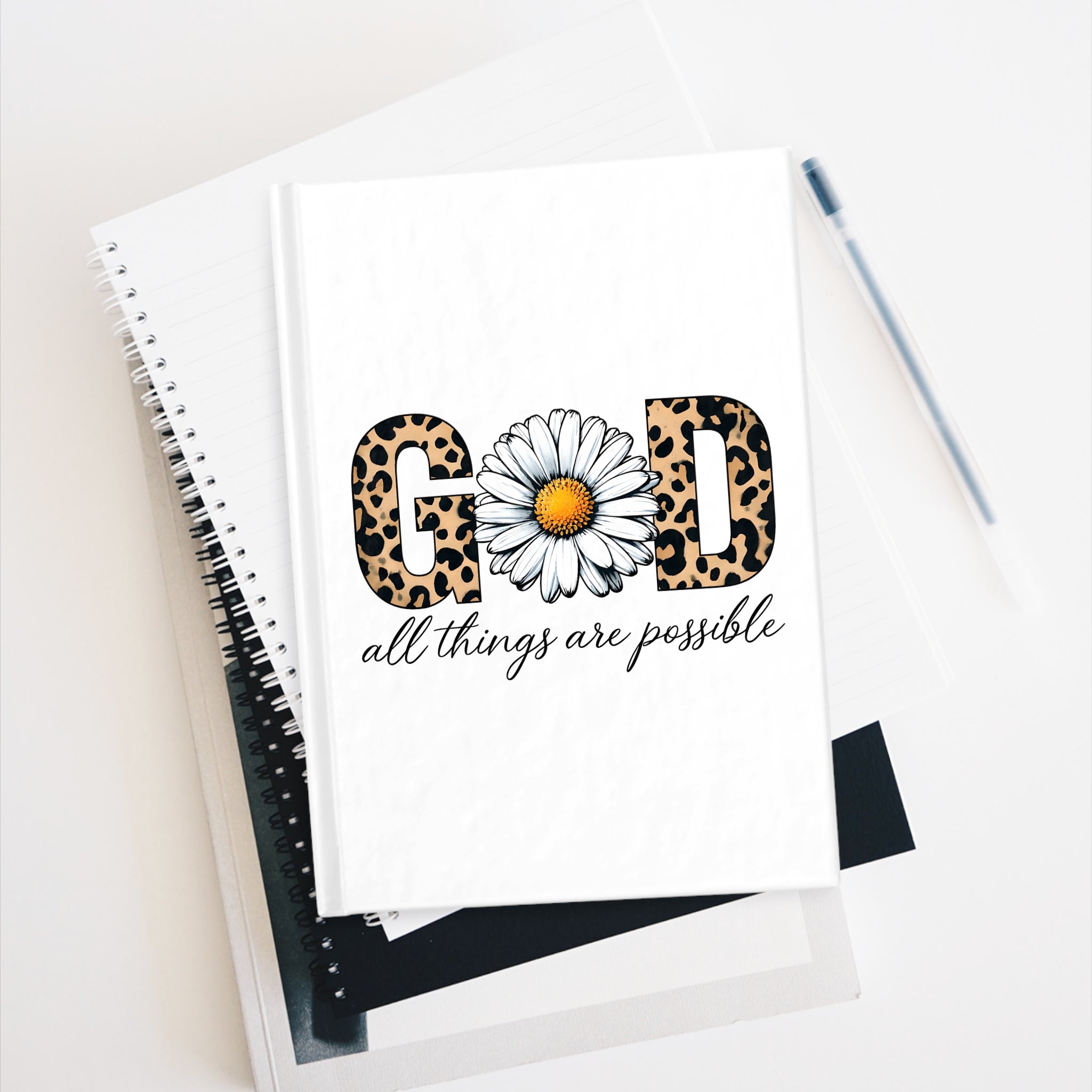 God Is Possible Journal - Inspirational Leopard Print Design
