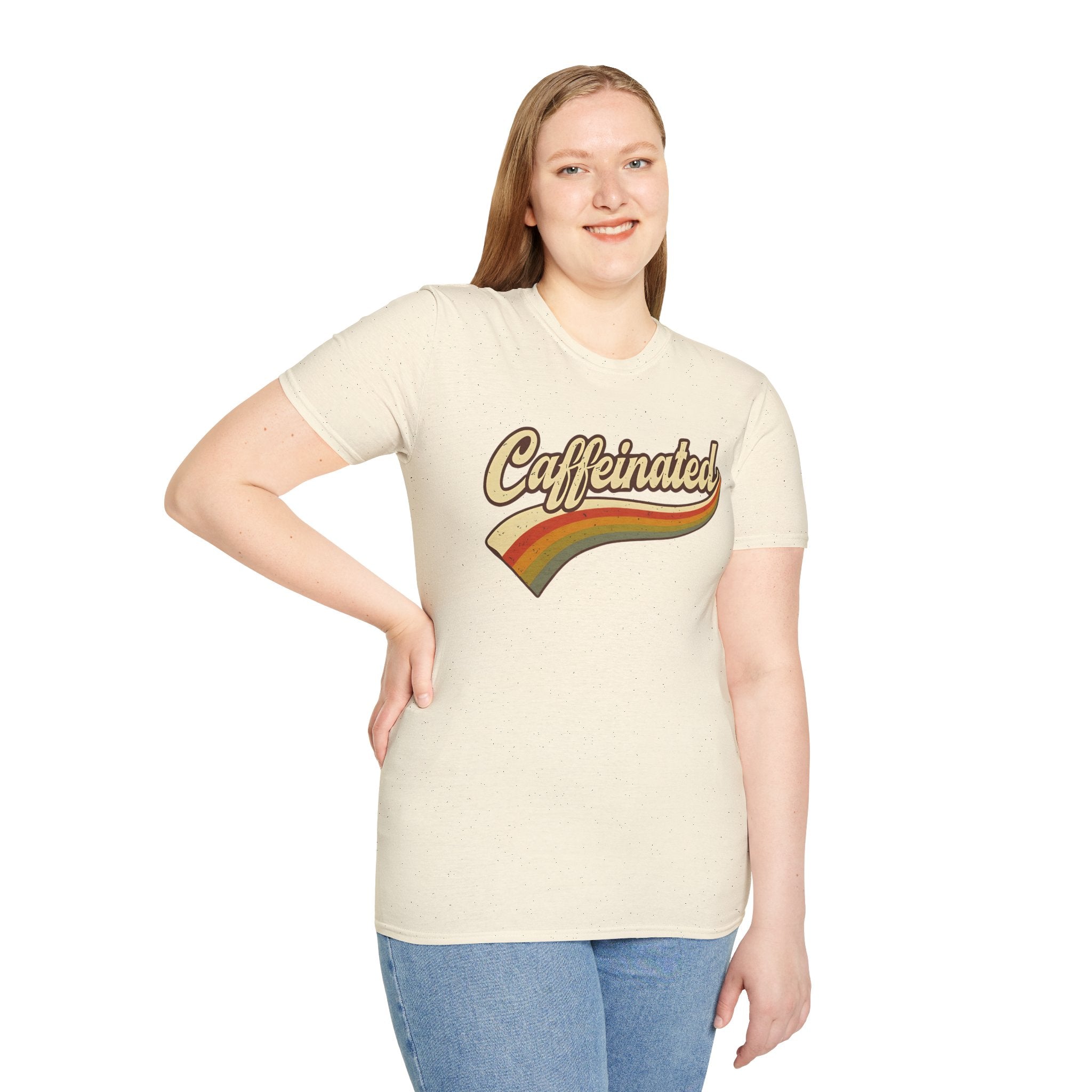 Caffeinated Retro Unisex Softstyle T-Shirt