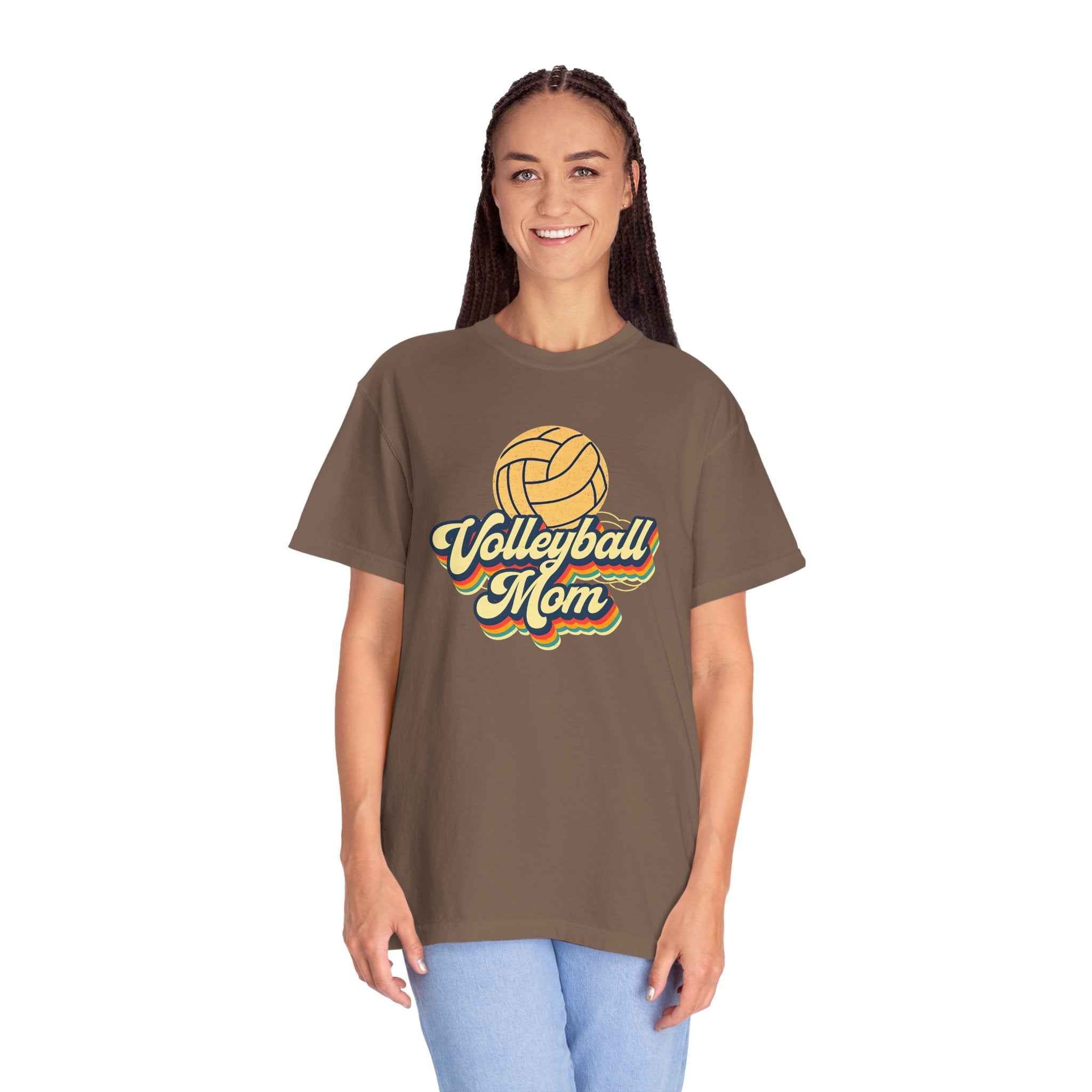 Volleyball Mom T-Shirt, Unisex Garment-Dyed Tee for Sports Lovers, Great for Gifts, Casual Wear, Volleyball Events, Mother’s Day