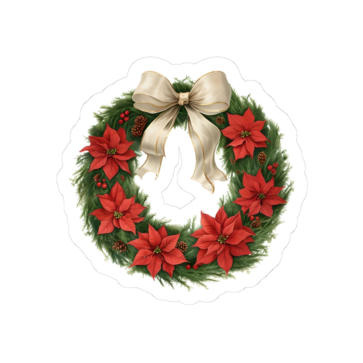 Festive Wreath Kiss-Cut Stickers, Holiday Decor, Christmas Gifts, Laptop Stickers, Seasonal Art, Planner Stickers