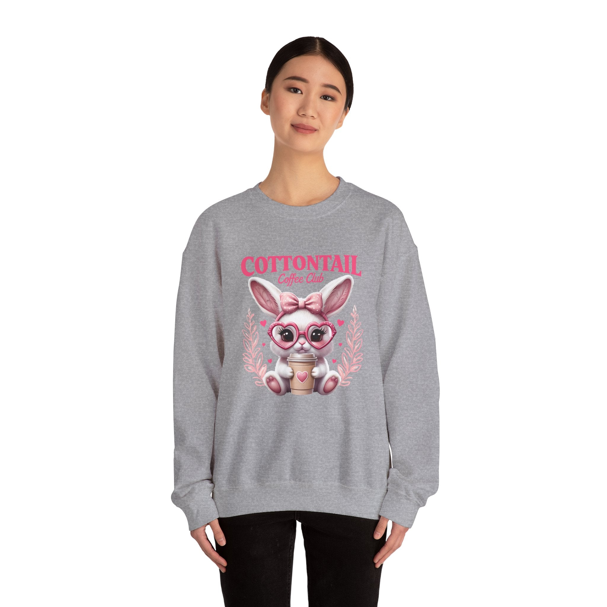 Cottontail Coffee Club Sweatshirt — Cute Bunny with Coffee Graphic