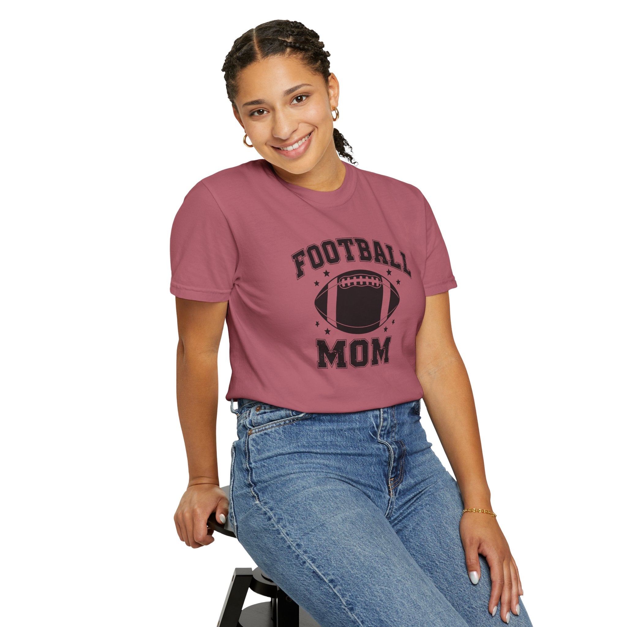 Football Mom T-Shirt, Unisex Garment-Dyed Tee for Game Day, Sports Mom Gift, Team Spirit Shirt, Casual Comfort Wear