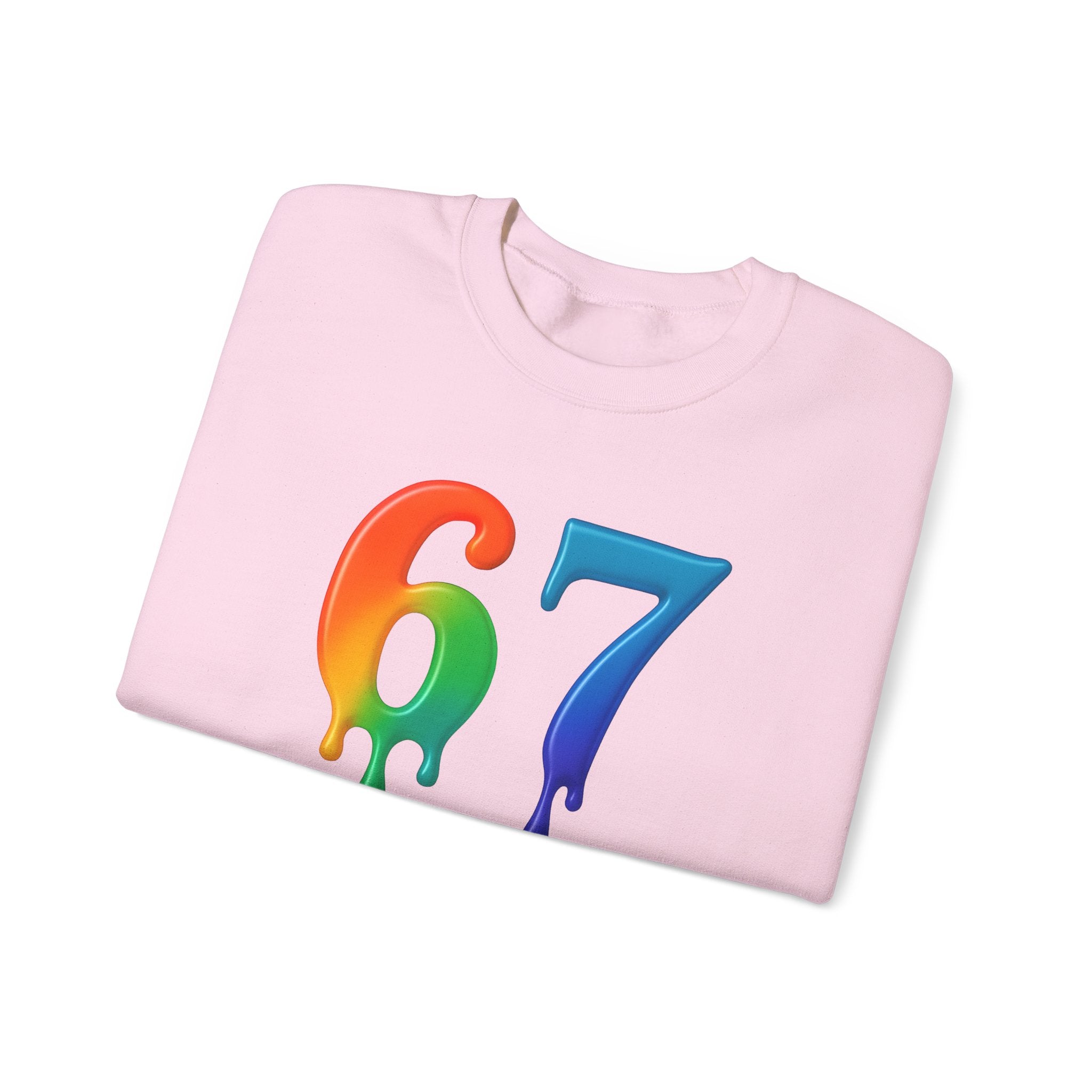 Colorful Drip 67 Sweatshirt, Cozy Unisex Crewneck, Gift for Friends, Rainbow Sweatshirt, Casual Everyday Wear, Birthday Apparel