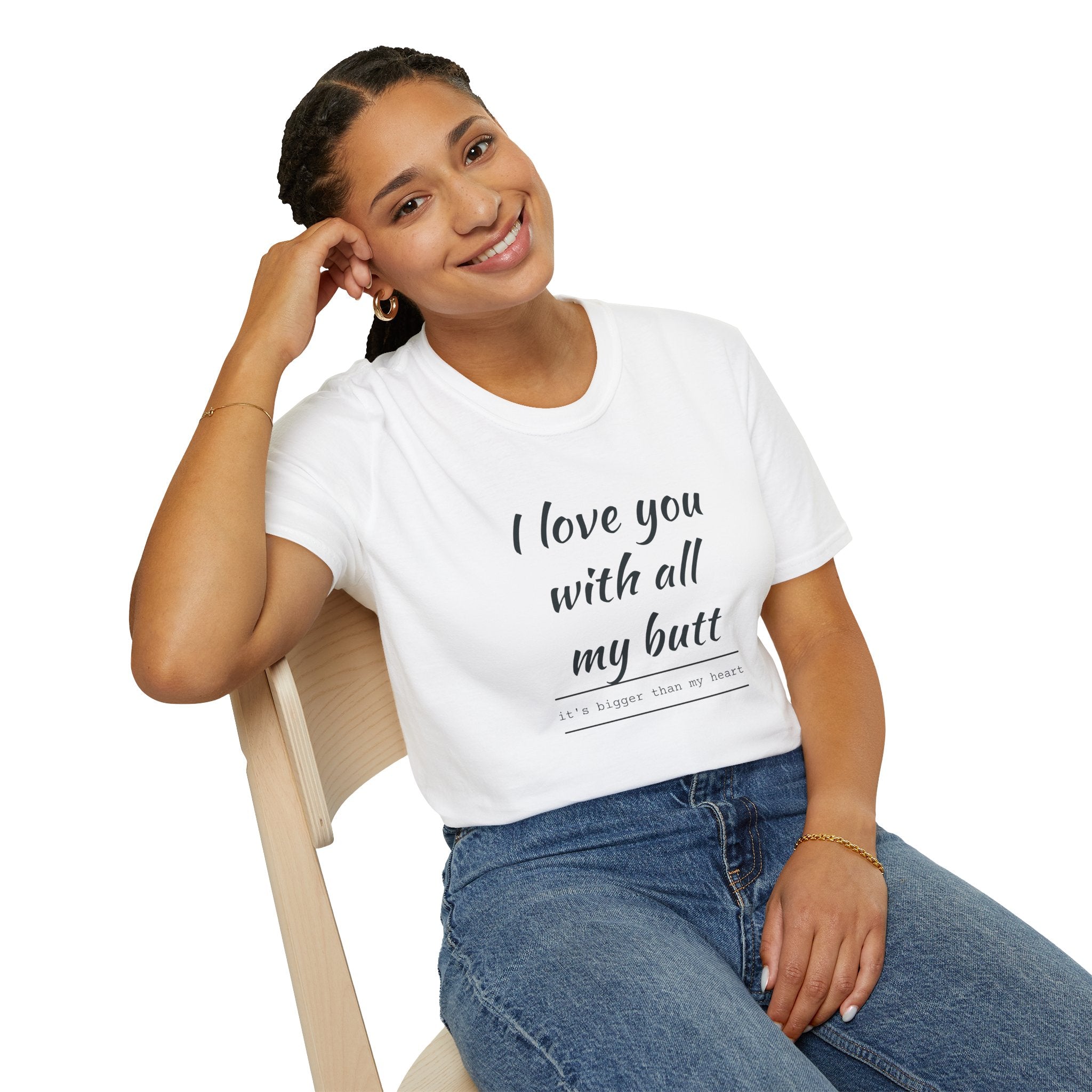 Love You with All My Butt Unisex T-Shirt, Funny Gift for Partner, Cute Couple Tee, Relationship Humor Shirt, Casual Wear