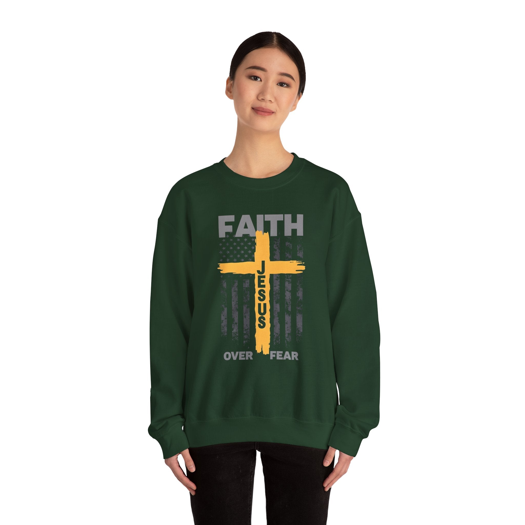 Faith Over Fear Crewneck Sweatshirt, Inspirational Christian Apparel, Unisex Sweatshirt, Religious Gift, Cozy Faith-Based Clothing
