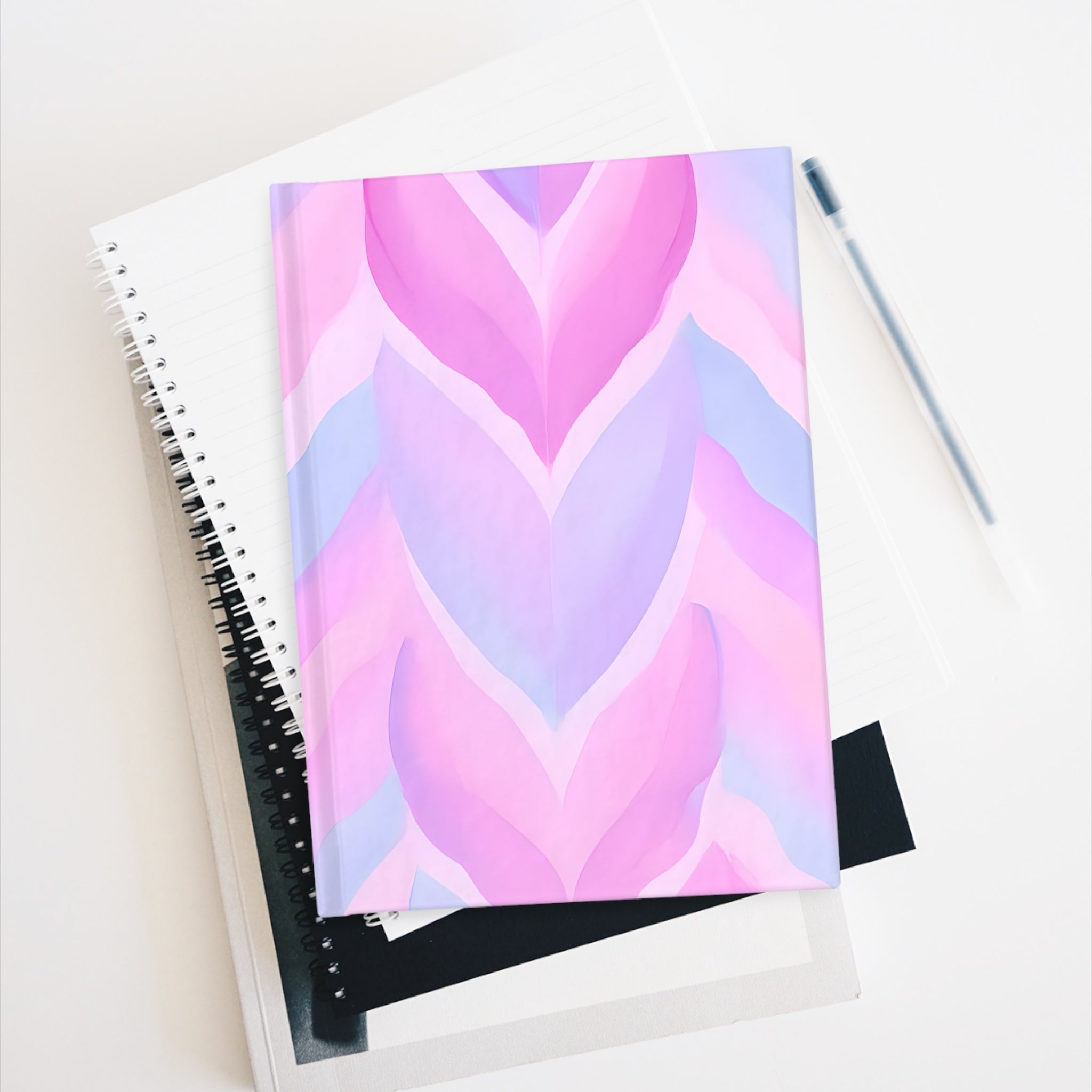 Pastel Heart Pattern Journal, Floral Notebook, Gift for Her, Self-Care Planner, Cute Stationery, Inspirational Diary, Writing Journal