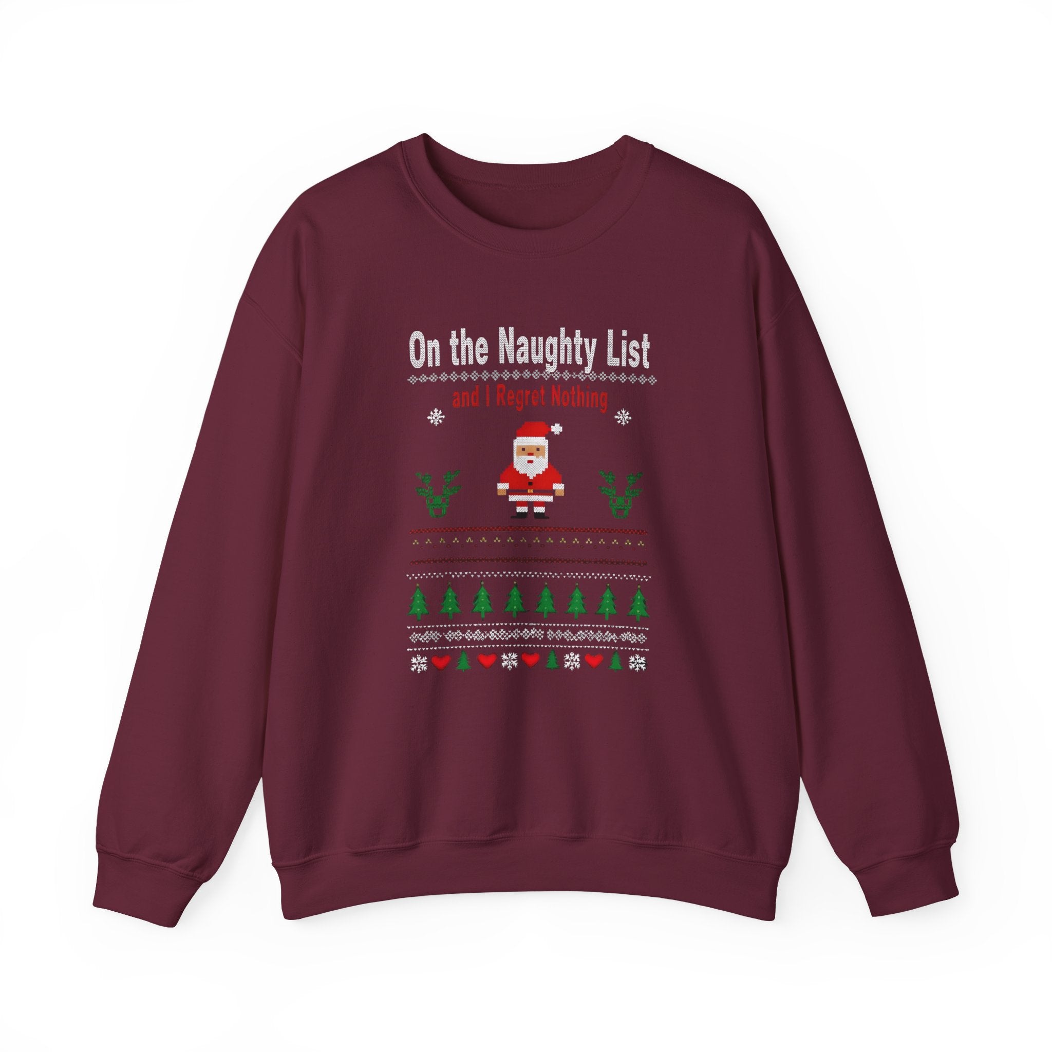 Festive Humor Sweatshirt: On the Naughty List, Christmas Gift, Holiday Apparel, Cozy Crewneck, Unisex Sweatshirt