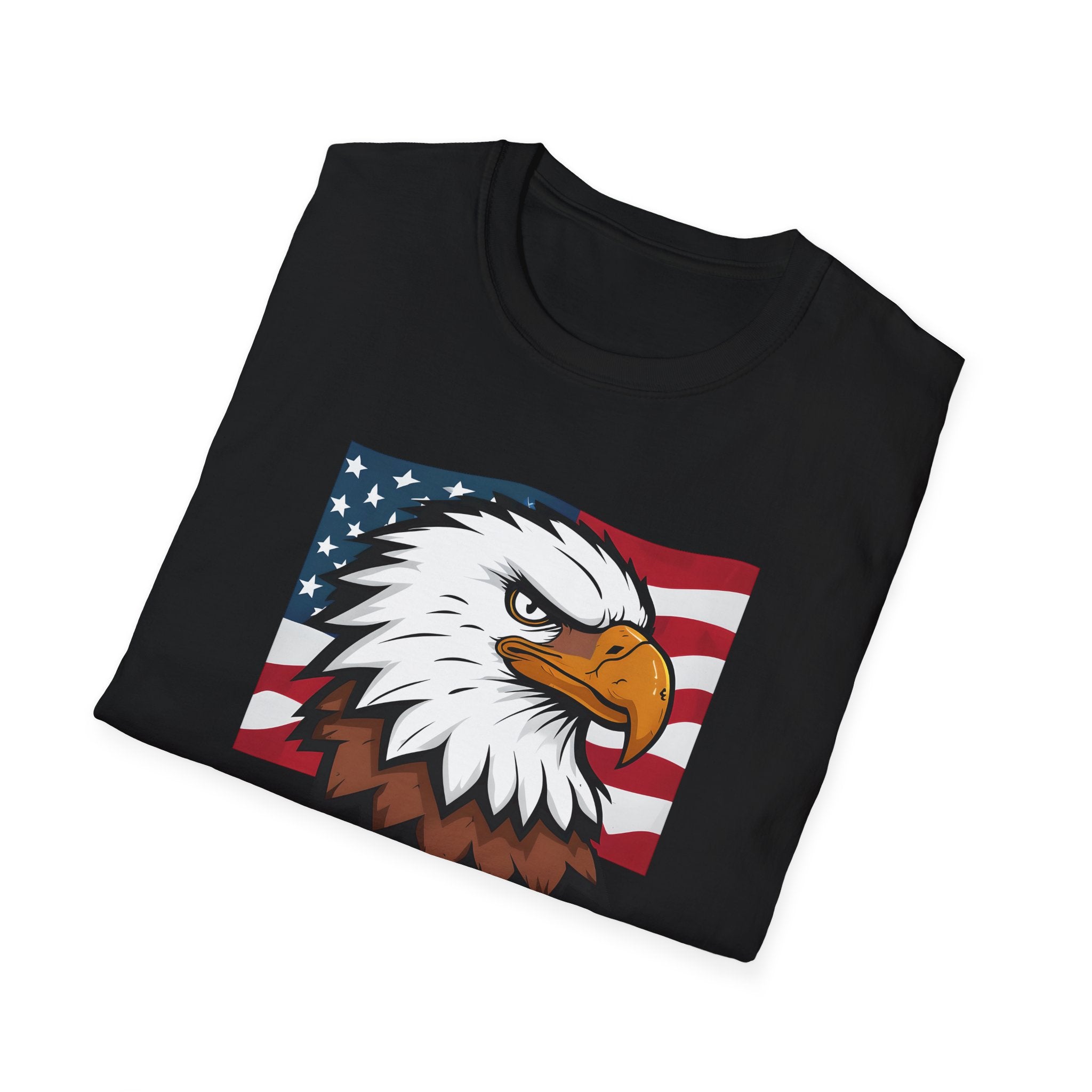 Patriotic Eagle Graphic T-Shirt, Unisex Softstyle Tee for Independence Day, Casual Wear, Gift for Veterans, American Pride Clothing