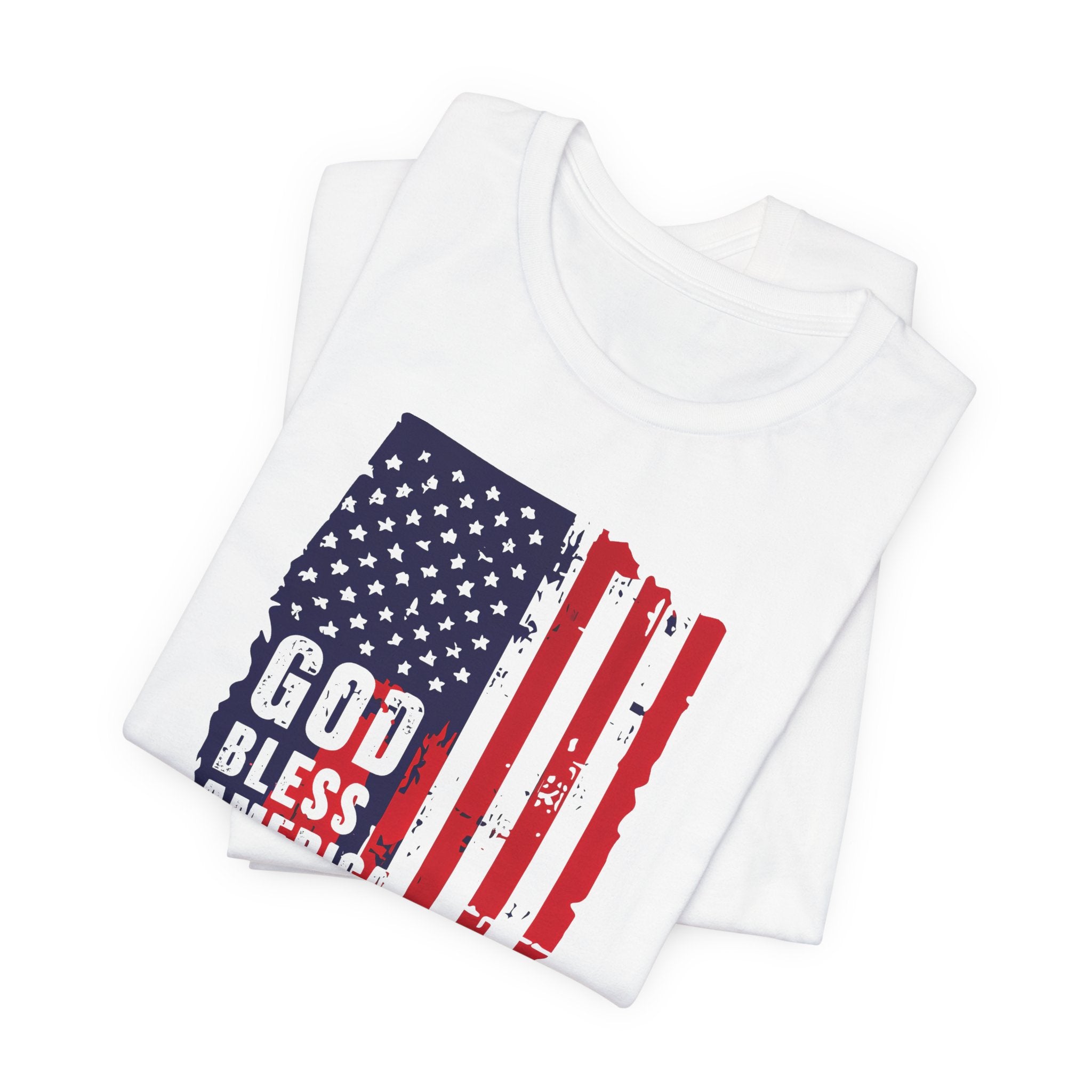 God Bless America Flag T-Shirt — Distressed Patriotic Tee for 4th of July