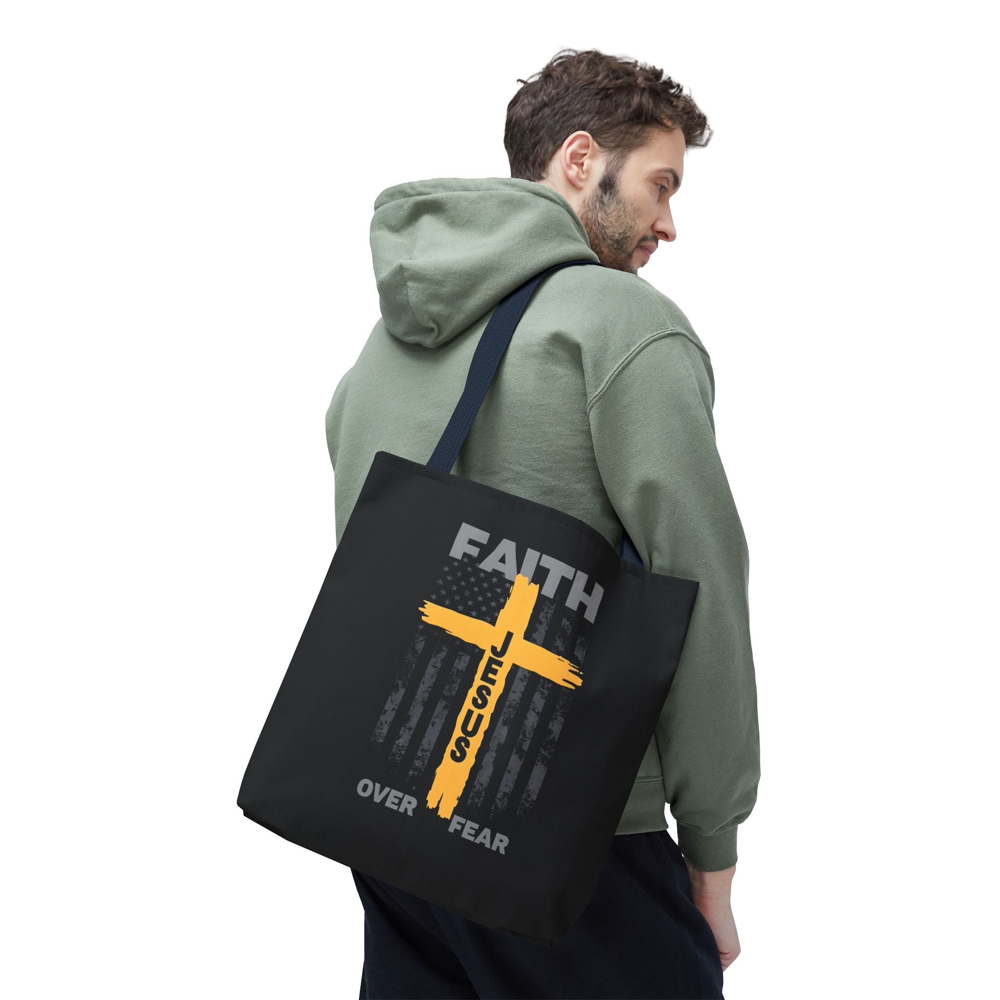 Faith Over Fear Tote Bag, Inspirational Bag, Bible Quote Tote, Christian Gift, Church Accessory, Motivational Bag
