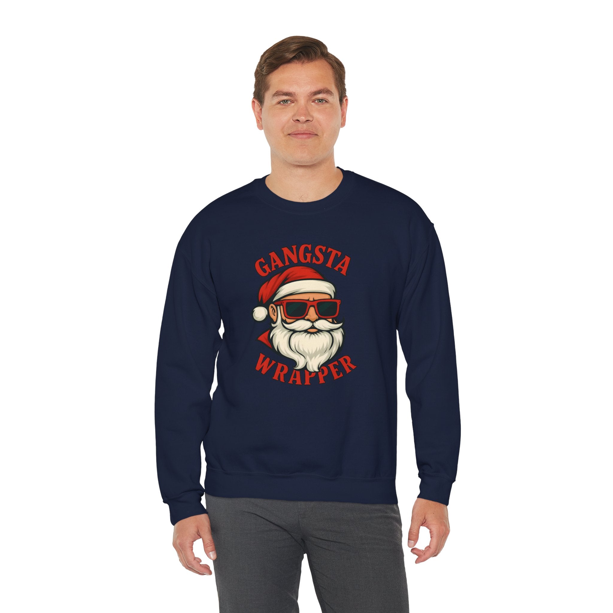Gangsta Wrapper Crewneck Sweatshirt – Funny Christmas Apparel for Holiday Cheer
