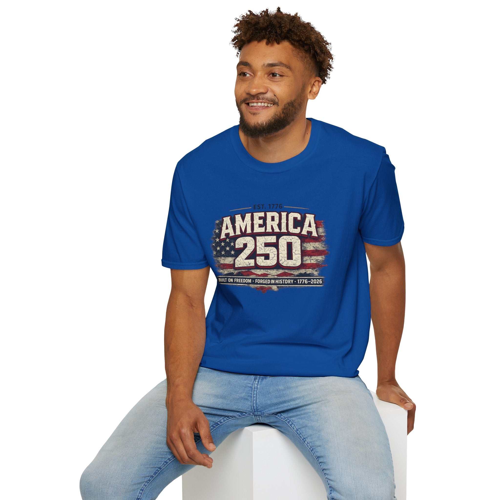 America 250 Vintage Flag T-Shirt — 1776–2026 Patriotic Independence Tee