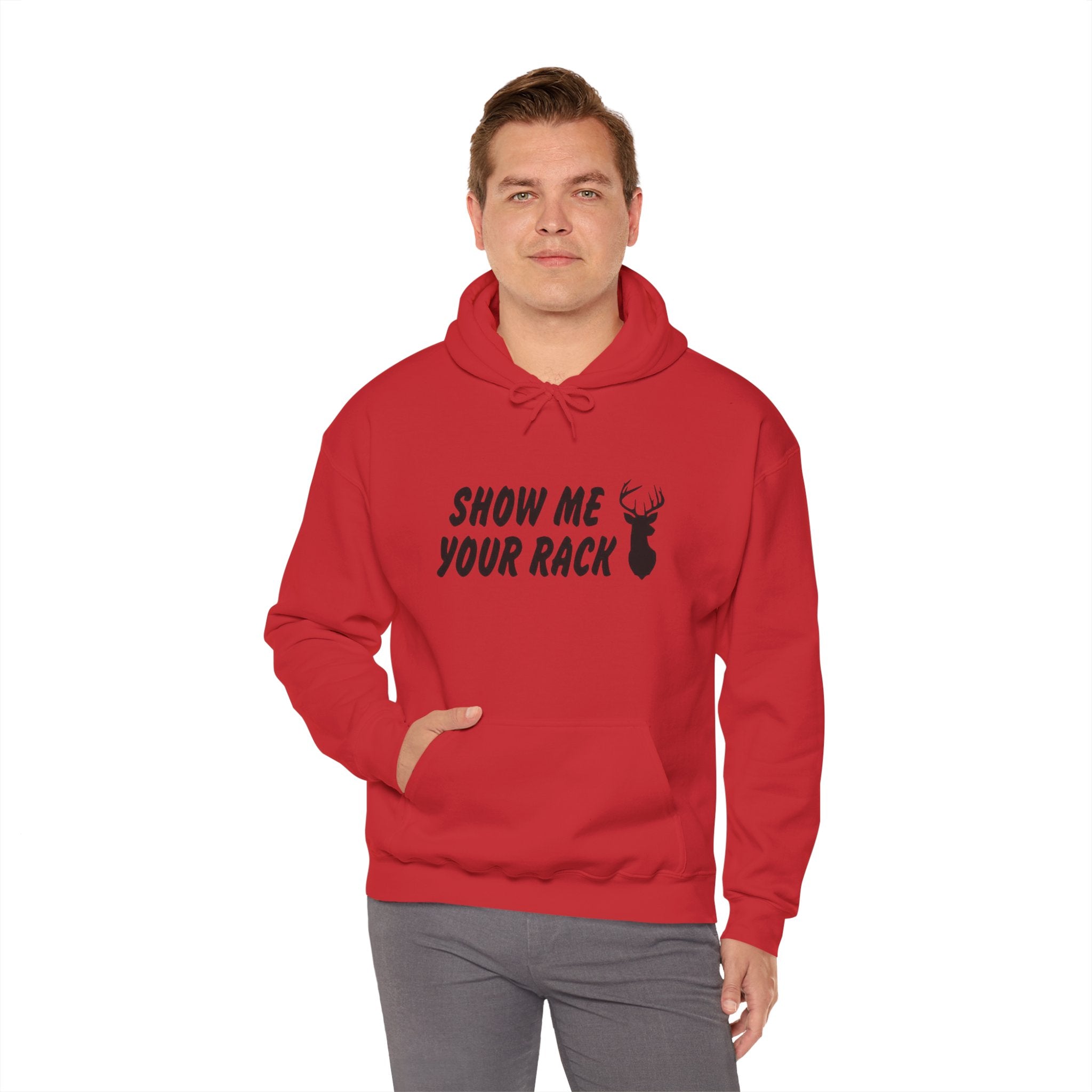 Funny Hunting Hoodie - Show Me Your Rack, Unisex Sweatshirt for Outdoors, Gift for Hunters, Casual Wear, Holiday Apparel