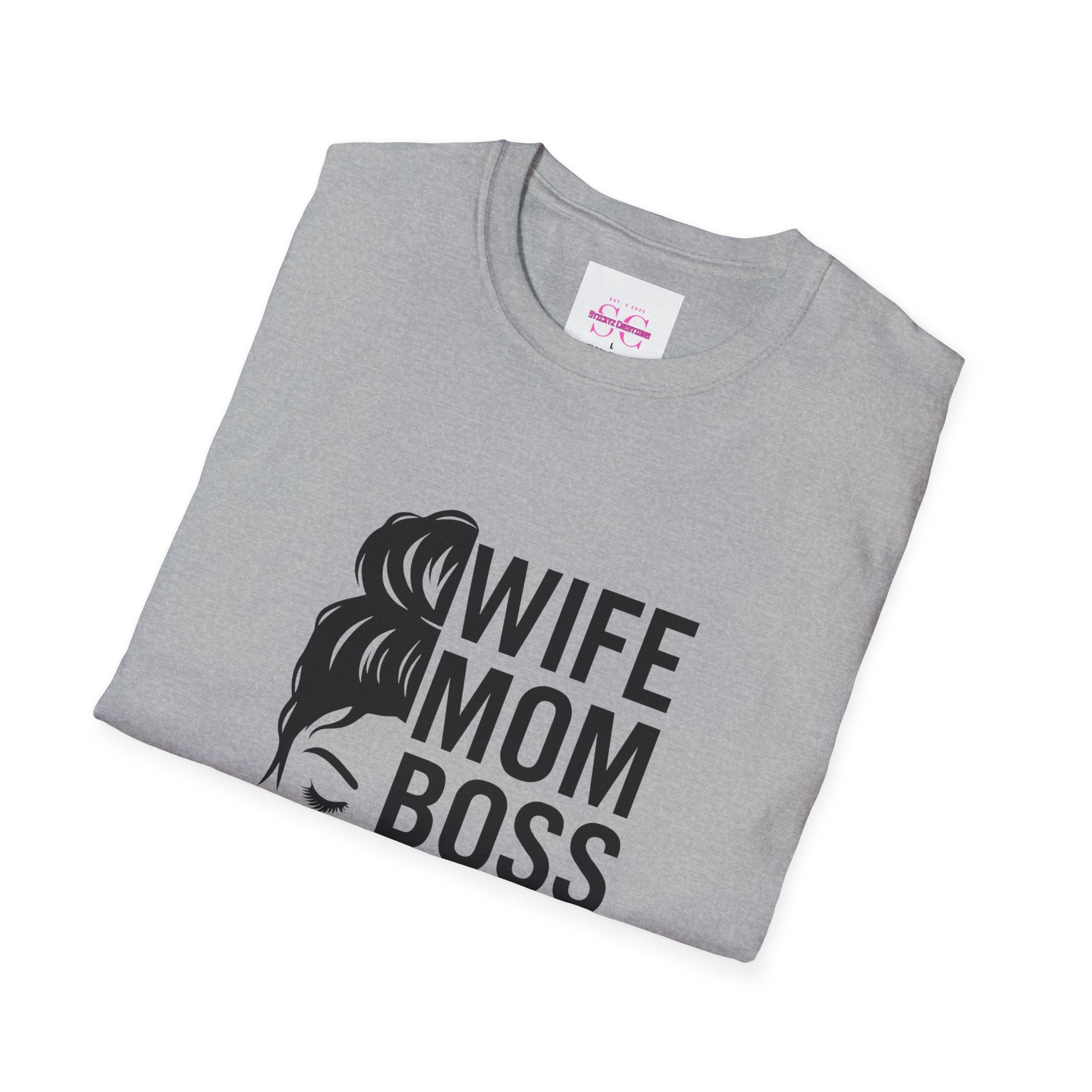 Wife Mom Boss T-Shirt, Unisex Graphic Tee for Moms, Gift for Mother's Day, Casual Wear, Birthday Present, Funny Mom Shirt
