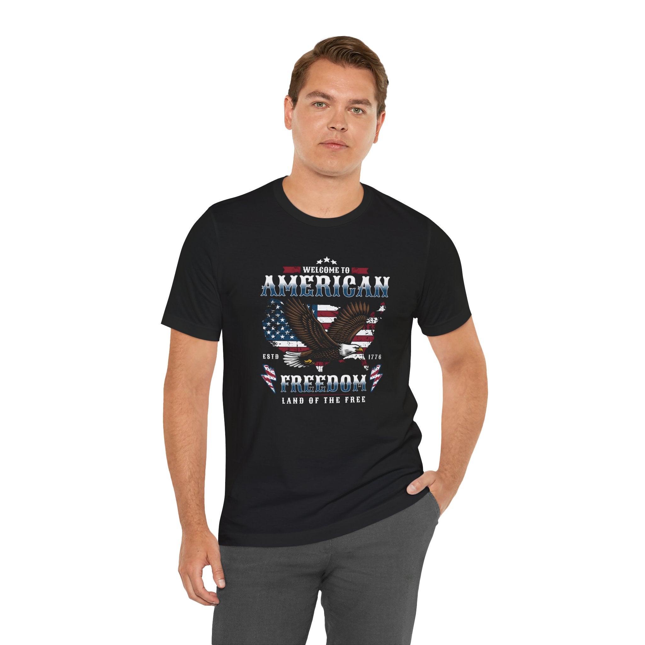 American Freedom Eagle T‑Shirt — Welcome to American, Land of the Free Patriotic Tee