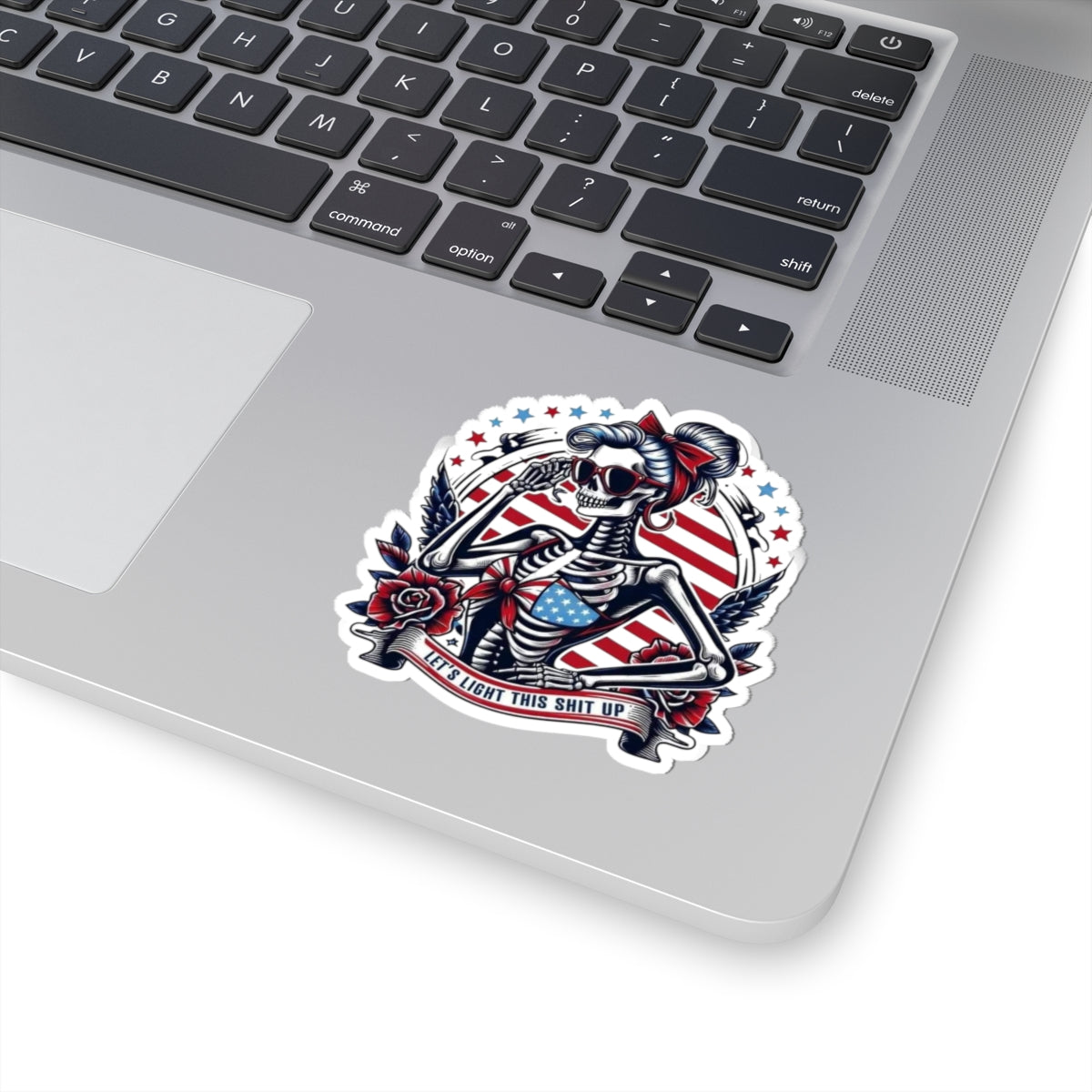 Rebellious Skeleton Kiss-Cut Stickers, Vintage Retro Decor, Laptop Stickers, Halloween Decor, Gift for Skulls and Bones Lovers