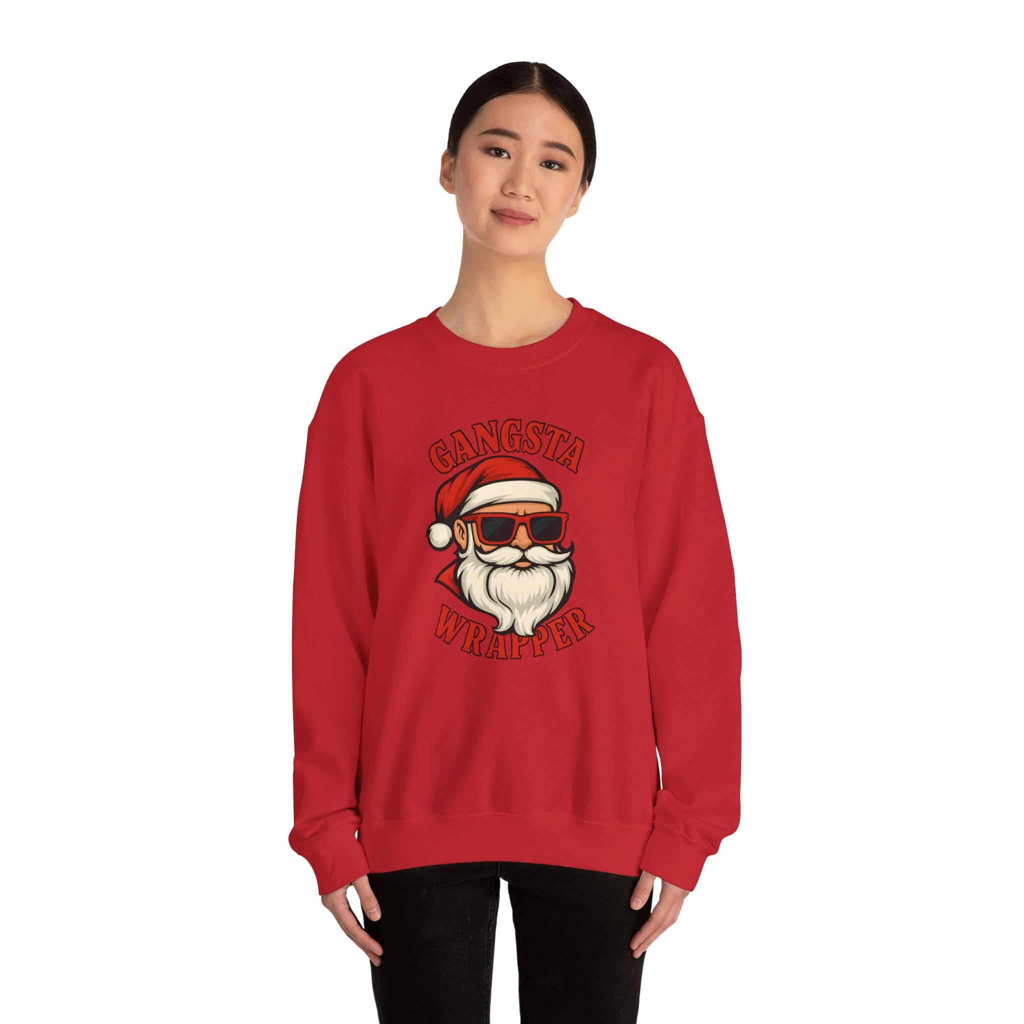Gangsta Wrapper Crewneck Sweatshirt – Funny Christmas Apparel for Holiday Cheer