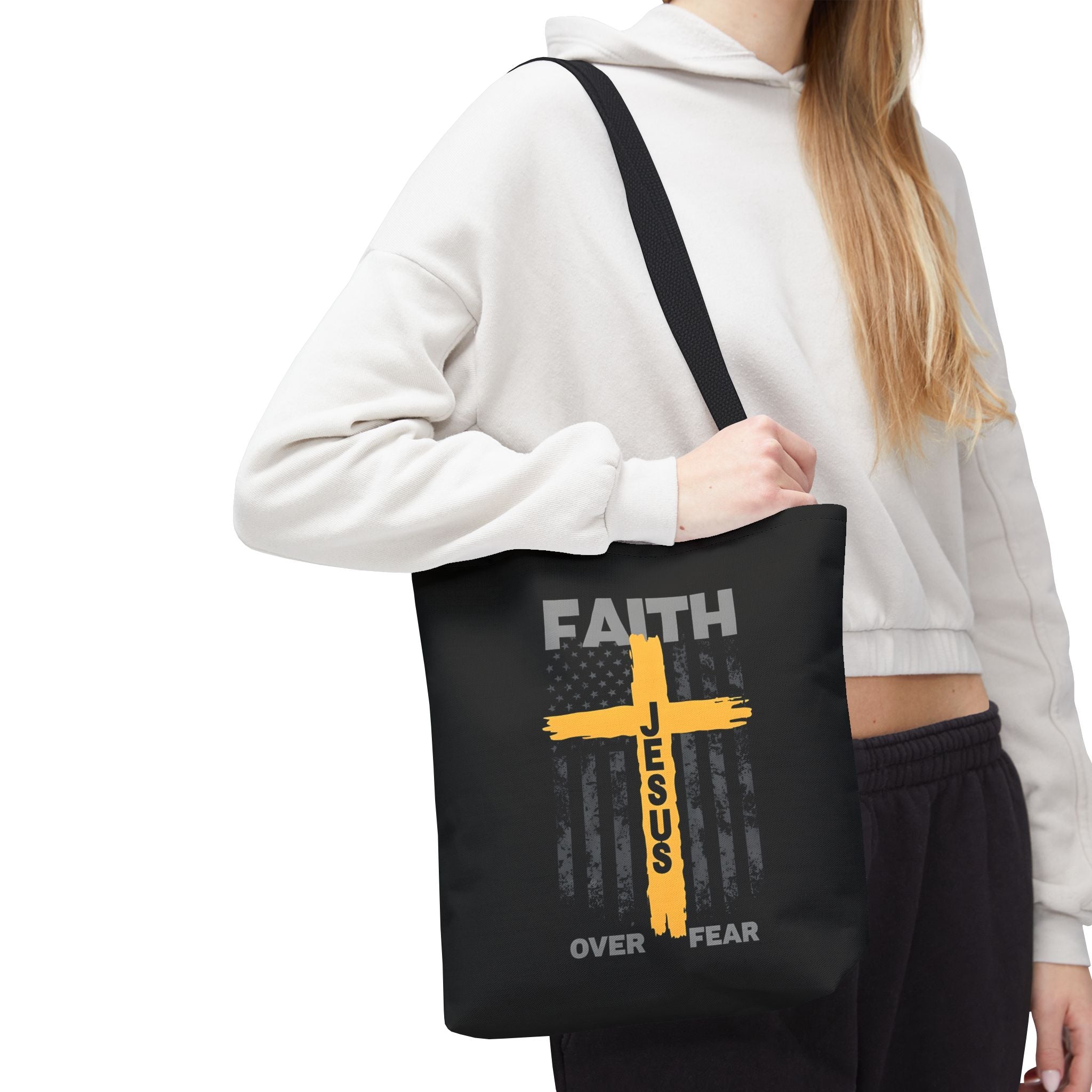 Faith Over Fear Tote Bag, Inspirational Bag, Bible Quote Tote, Christian Gift, Church Accessory, Motivational Bag