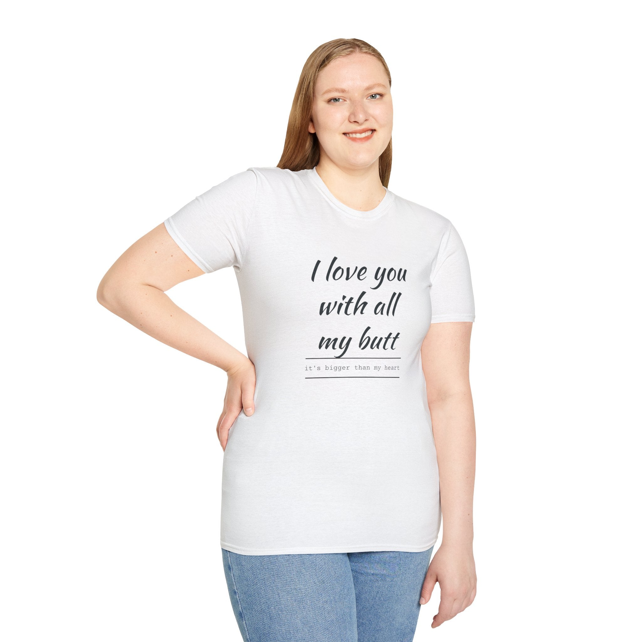 Love You with All My Butt Unisex T-Shirt, Funny Gift for Partner, Cute Couple Tee, Relationship Humor Shirt, Casual Wear