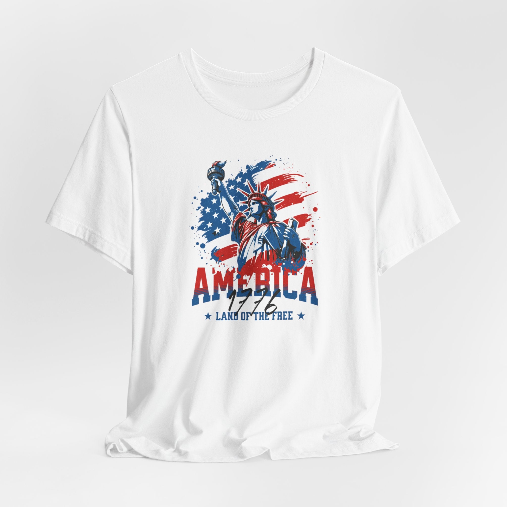 America 1776 Statue of Liberty Graphic Tee - Land of the Free Patriotic T-Shirt