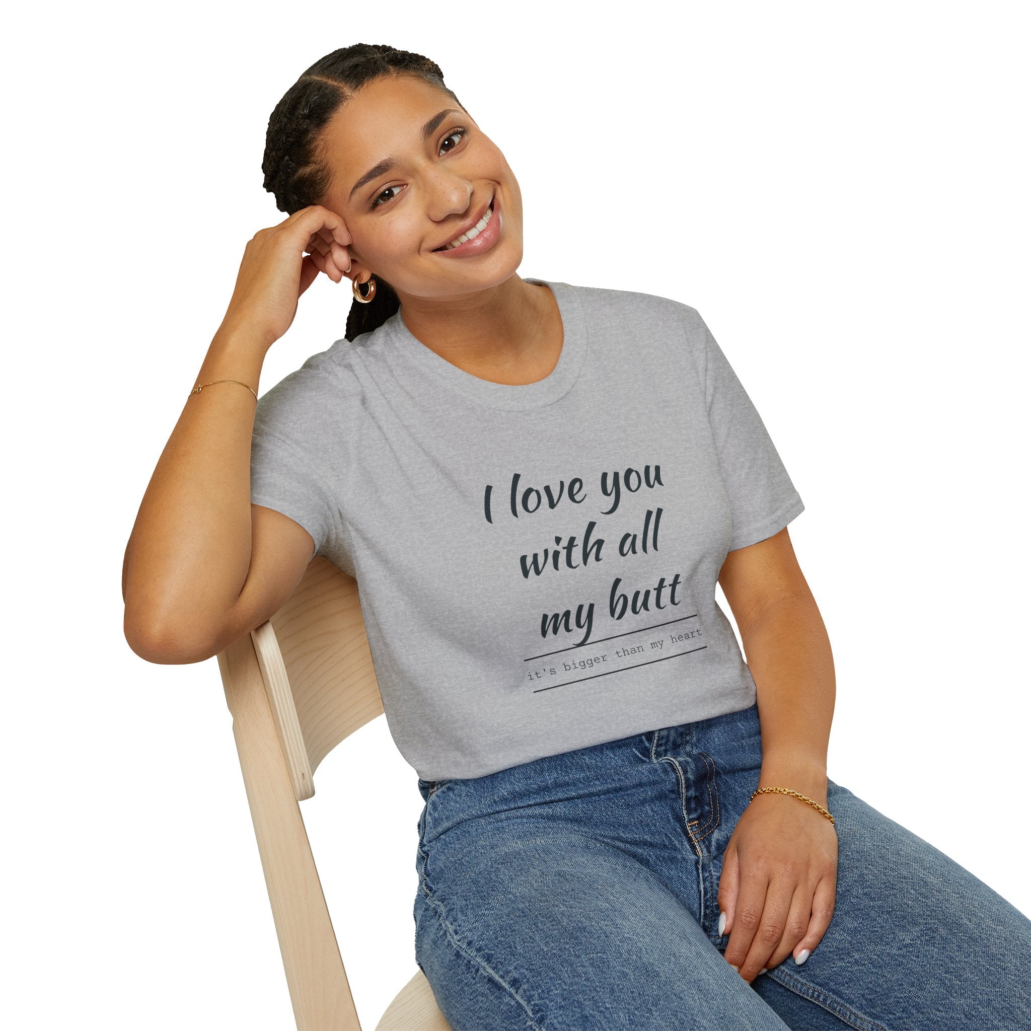 Love You with All My Butt Unisex T-Shirt, Funny Gift for Partner, Cute Couple Tee, Relationship Humor Shirt, Casual Wear