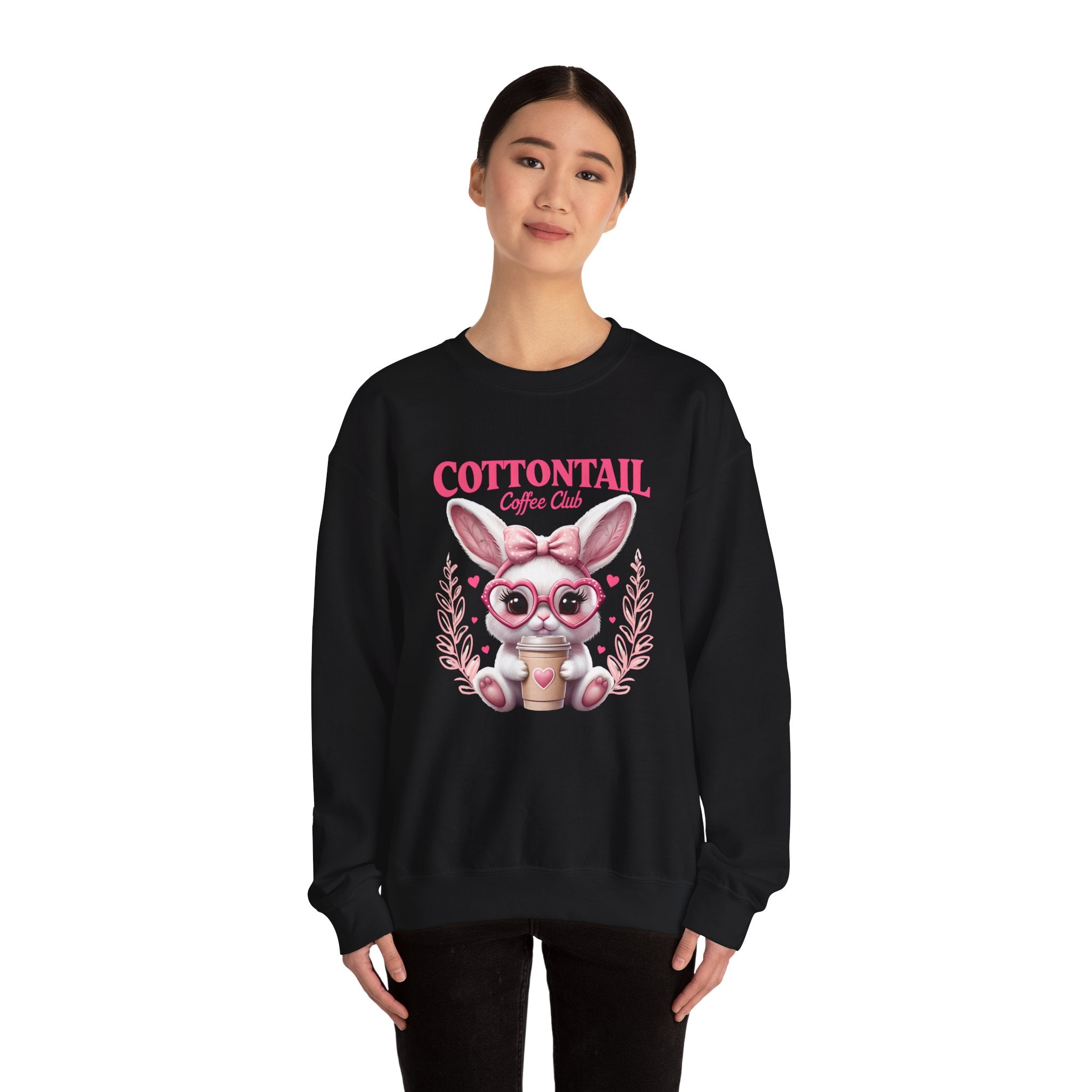 Cottontail Coffee Club Sweatshirt — Cute Bunny with Coffee Graphic