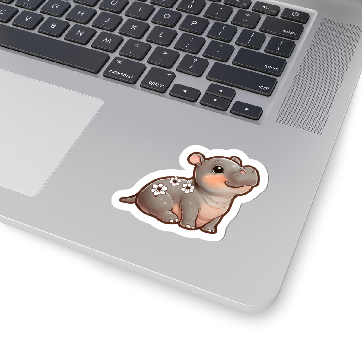 Adorable Hippo Kiss-Cut Stickers | Cute Floral Design for Laptop & Decor