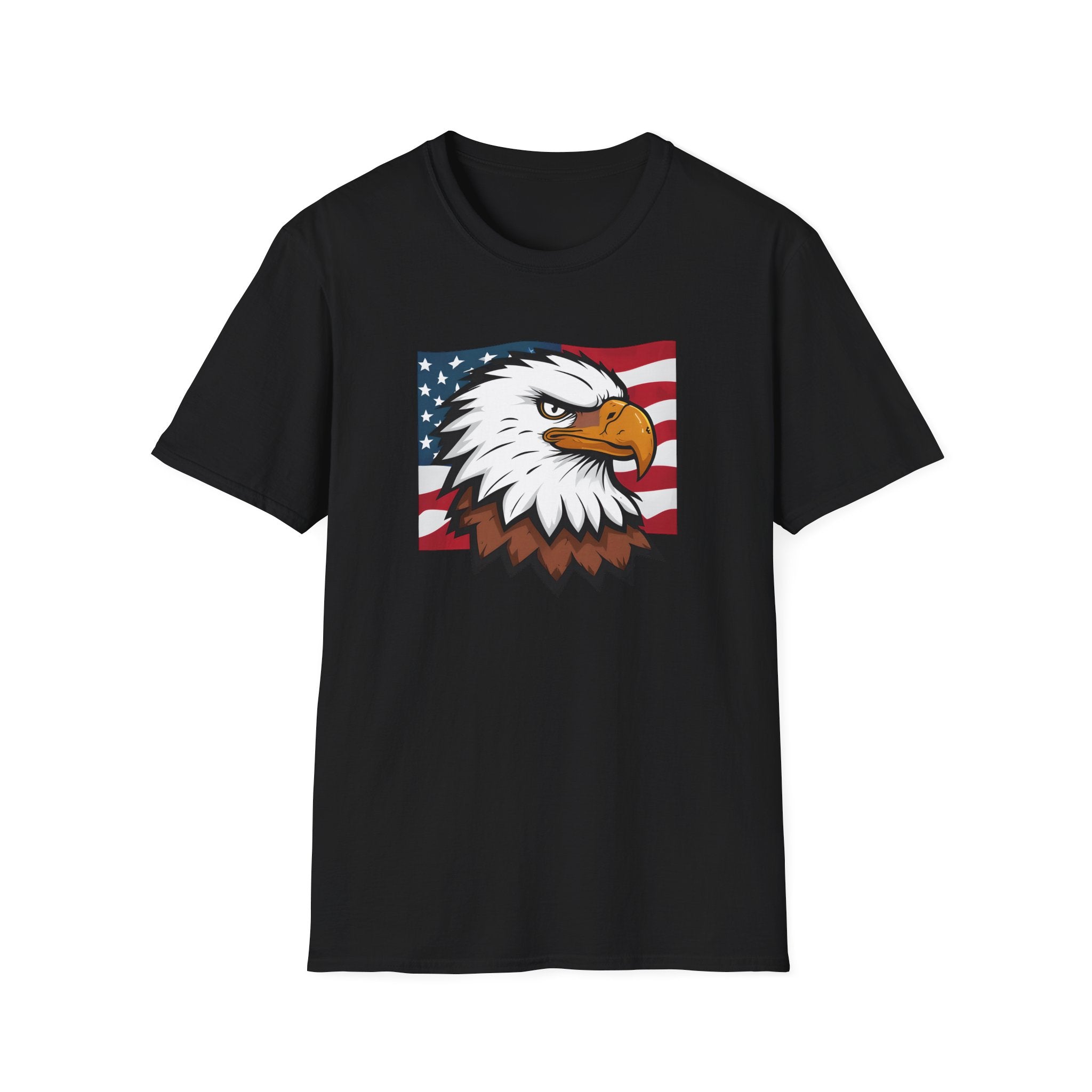 Patriotic Eagle Graphic T-Shirt, Unisex Softstyle Tee for Independence Day, Casual Wear, Gift for Veterans, American Pride Clothing