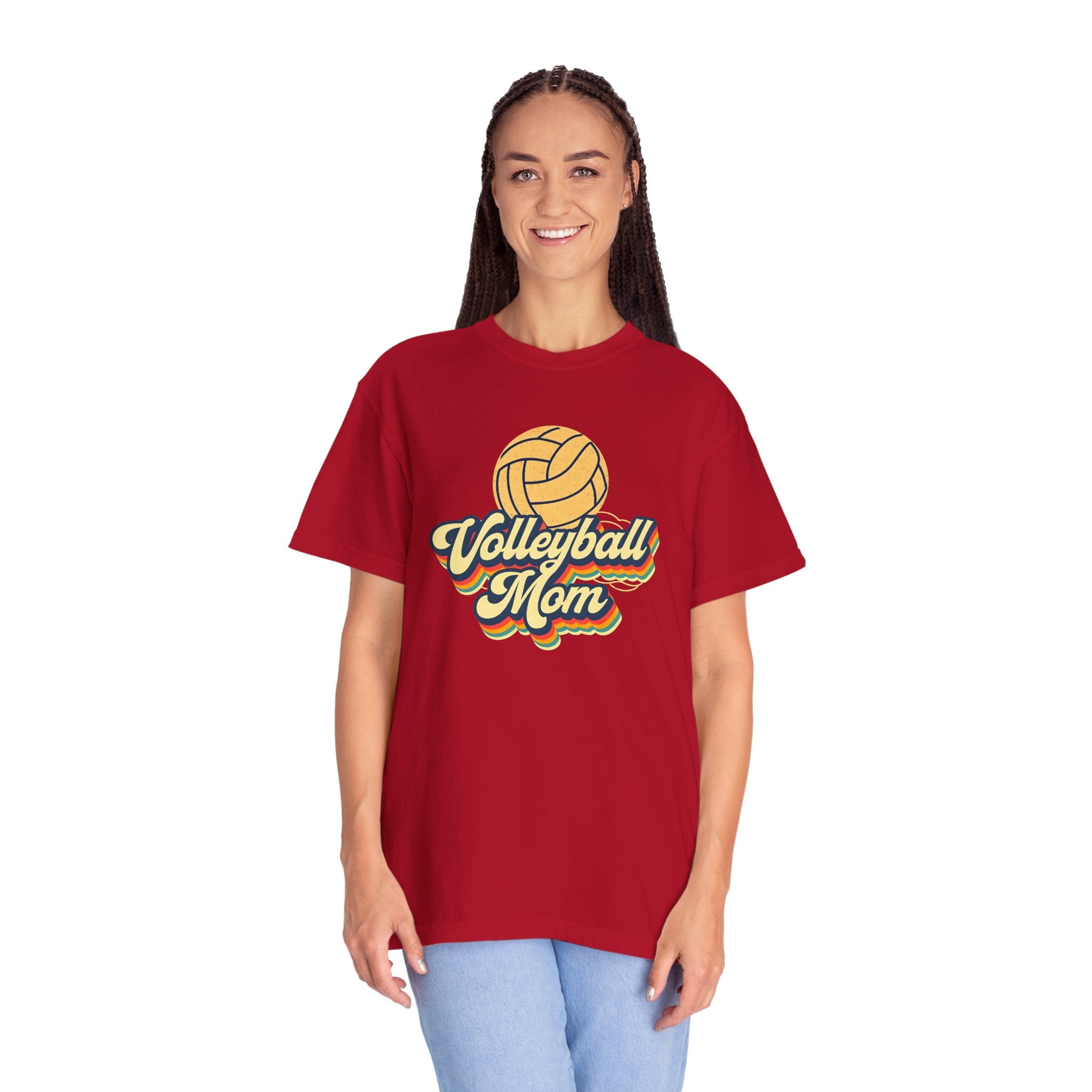 Volleyball Mom T-Shirt, Unisex Garment-Dyed Tee for Sports Lovers, Great for Gifts, Casual Wear, Volleyball Events, Mother’s Day