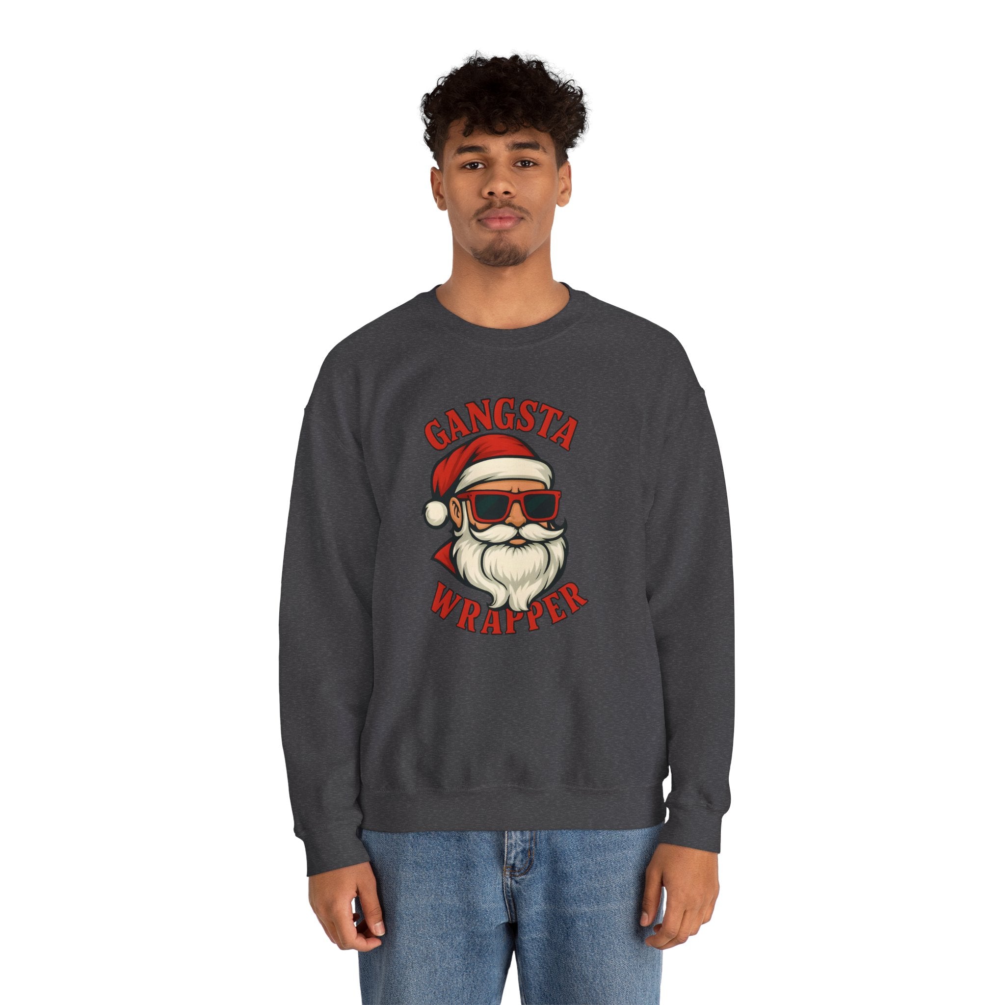 Gangsta Wrapper Crewneck Sweatshirt – Funny Christmas Apparel for Holiday Cheer