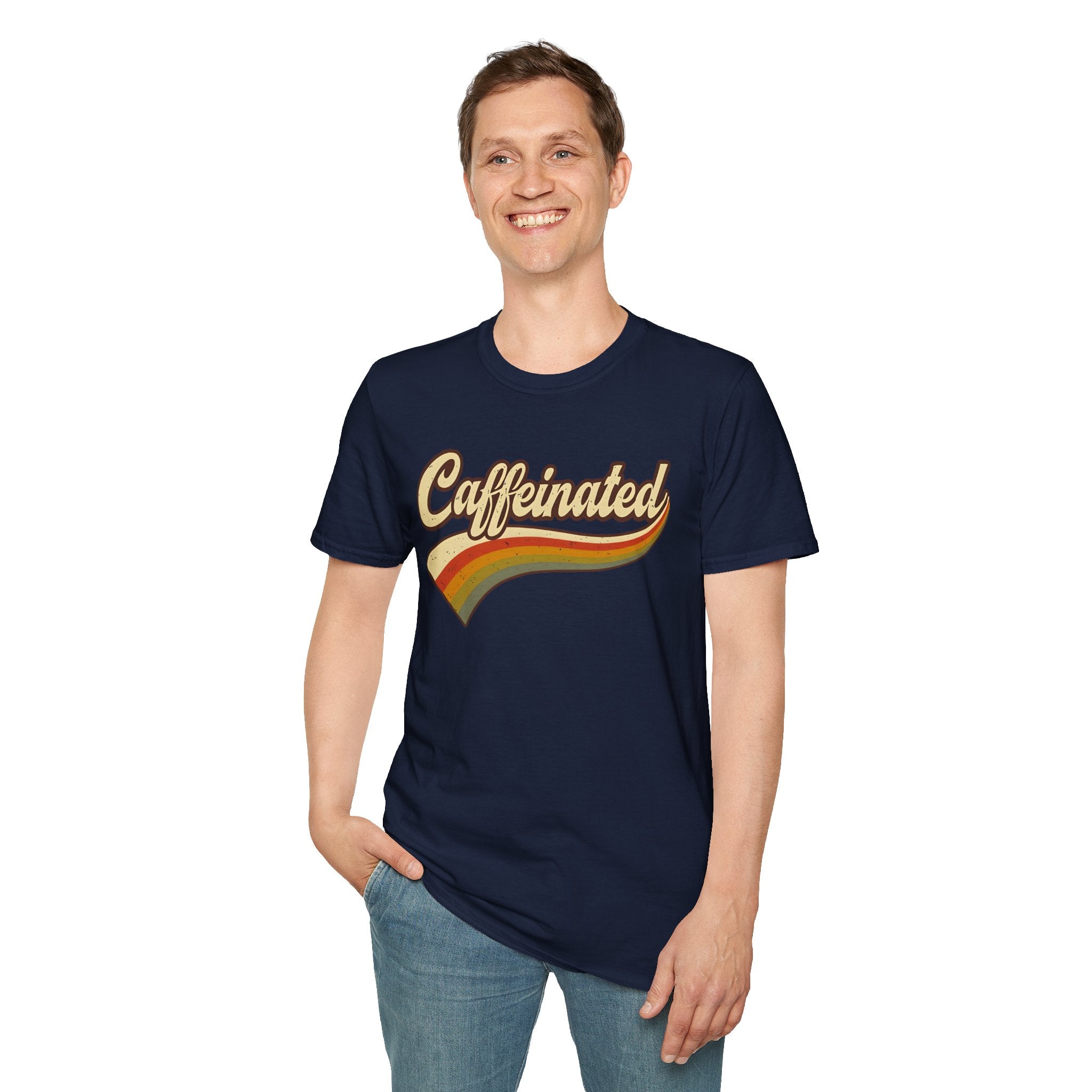 Caffeinated Retro Unisex Softstyle T-Shirt