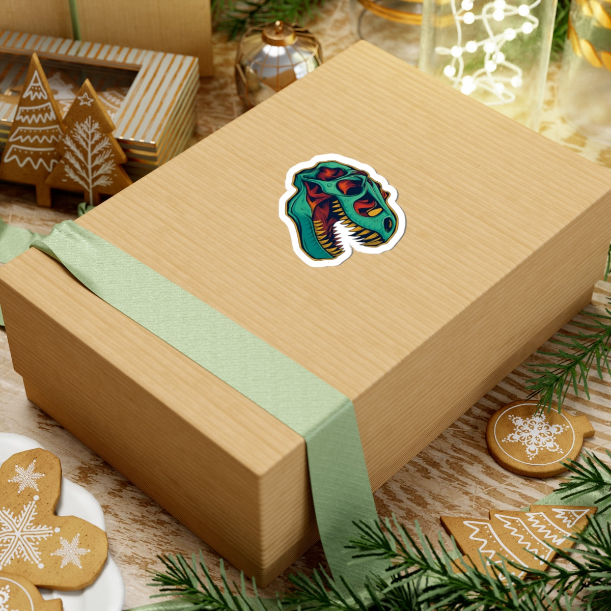 Vibrant T-Rex Kiss-Cut Sticker | Dino Lover Décor | Perfect for Laptops, Water Bottles & More!