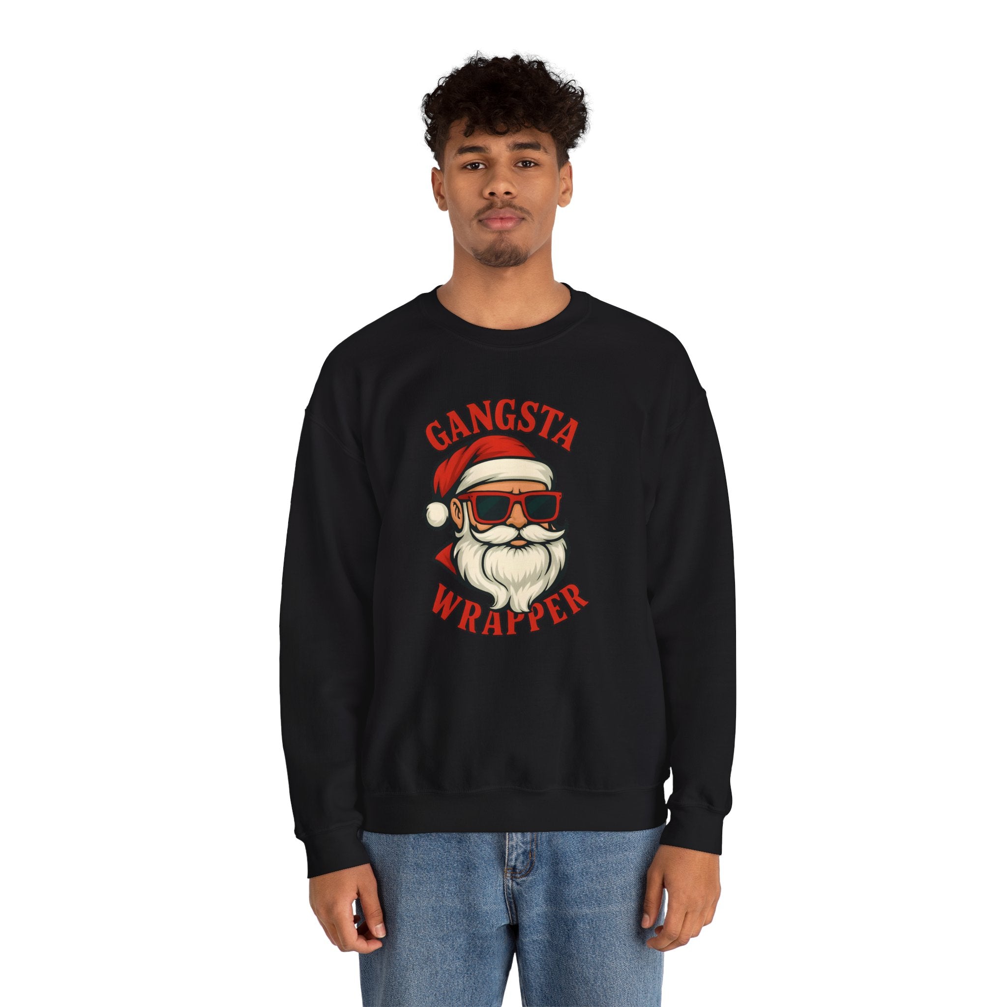 Gangsta Wrapper Crewneck Sweatshirt – Funny Christmas Apparel for Holiday Cheer