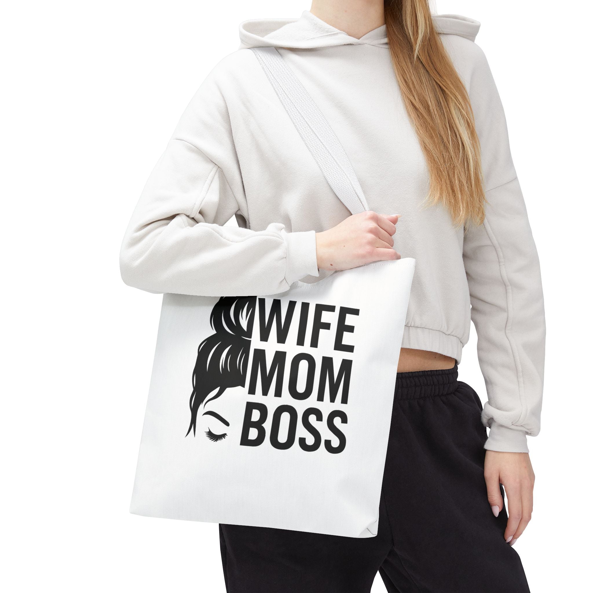Wife Mom Boss Tote Bag - Chic, Durable Tote for Moms, Stylish Carry-All, Gift for Mother's Day, Work, and Everyday Use