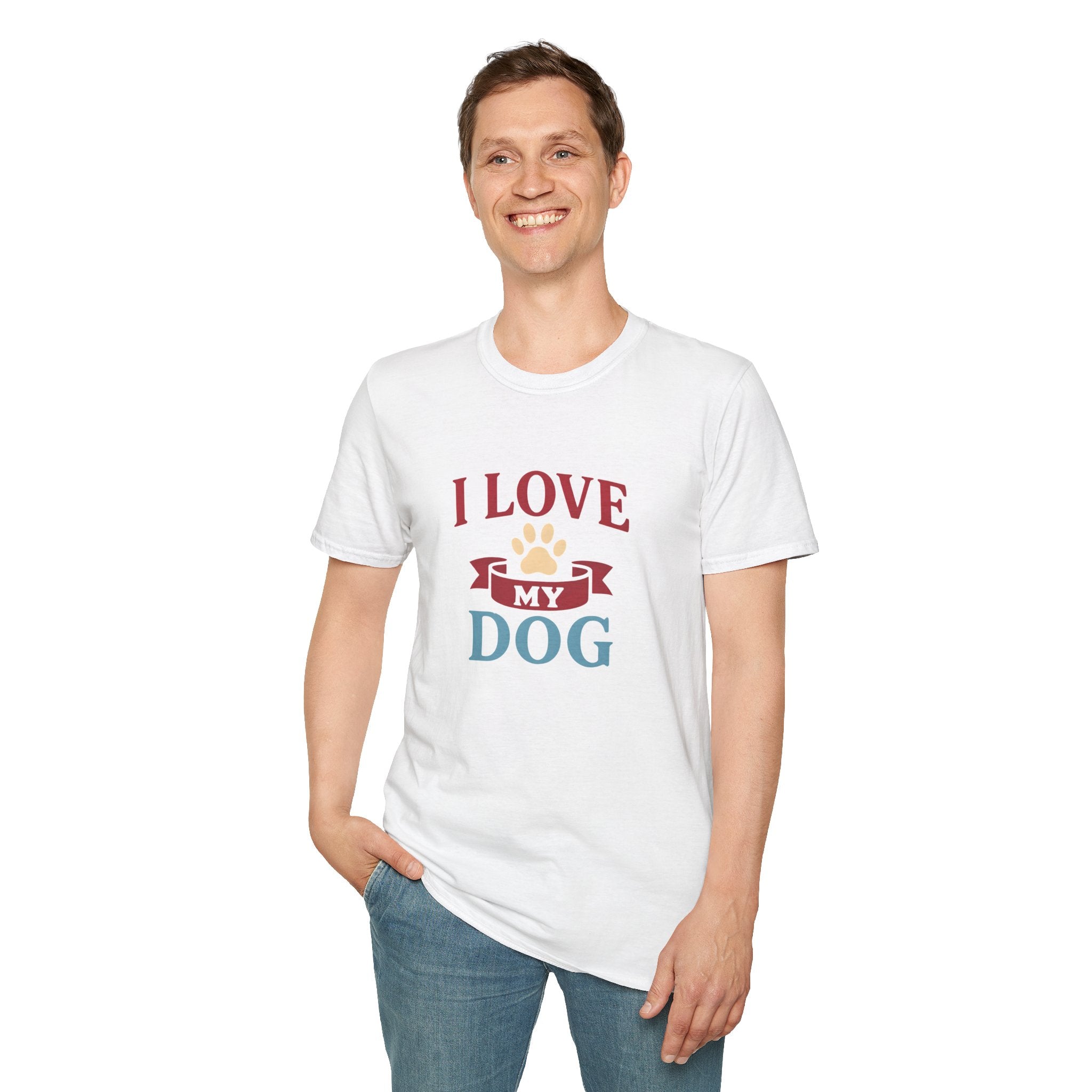 I Love My Dog Unisex Softstyle T-Shirt, Dog Lover Gift, Pet Owner Tee, Dog Mom/Dad Shirt, Casual Wear, Birthday Gift