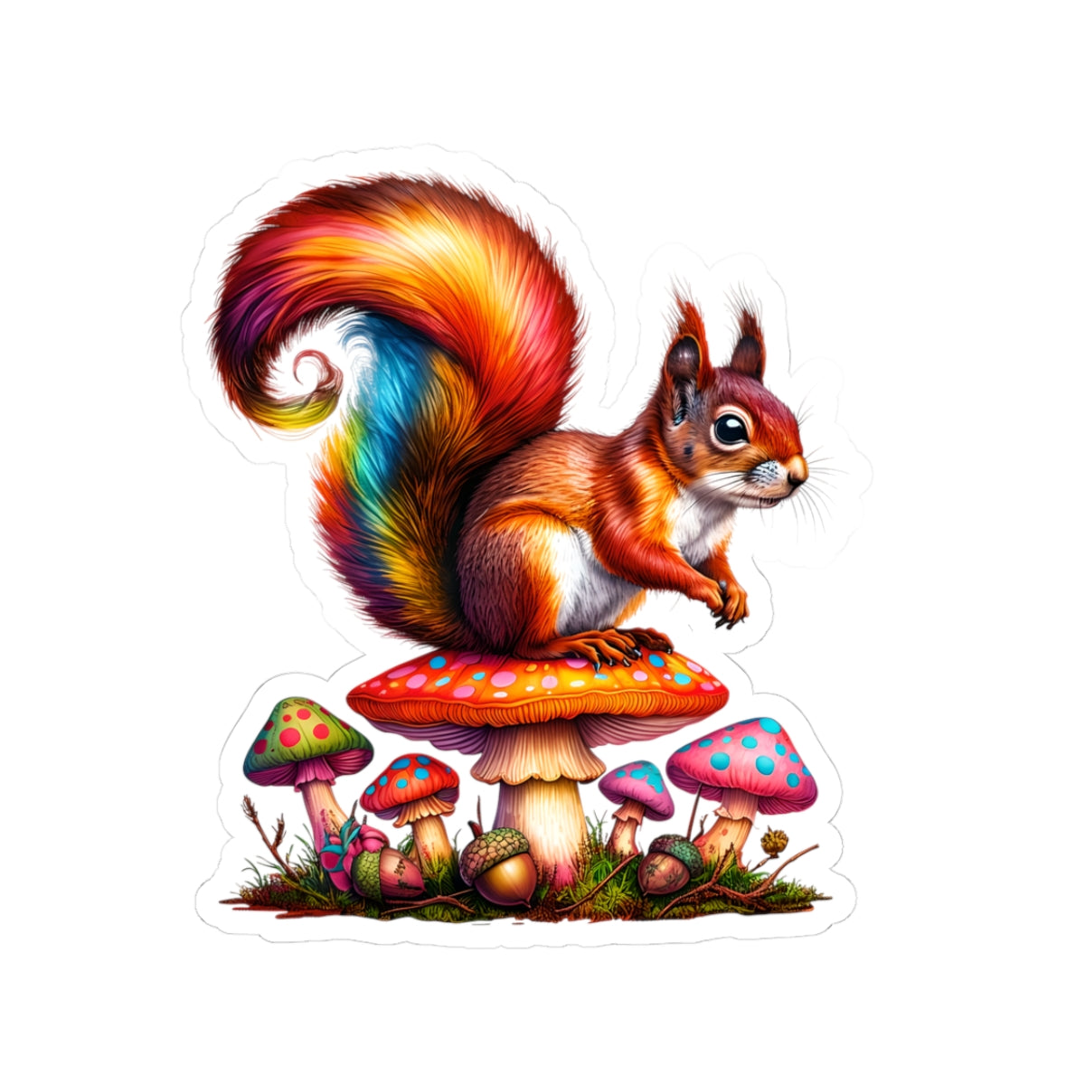 Vibrant Squirrel Sticker | Colorful Nature Decor, Laptop & Water Bottle Stickers, Gift for Animal Lovers, Boho Aesthetic