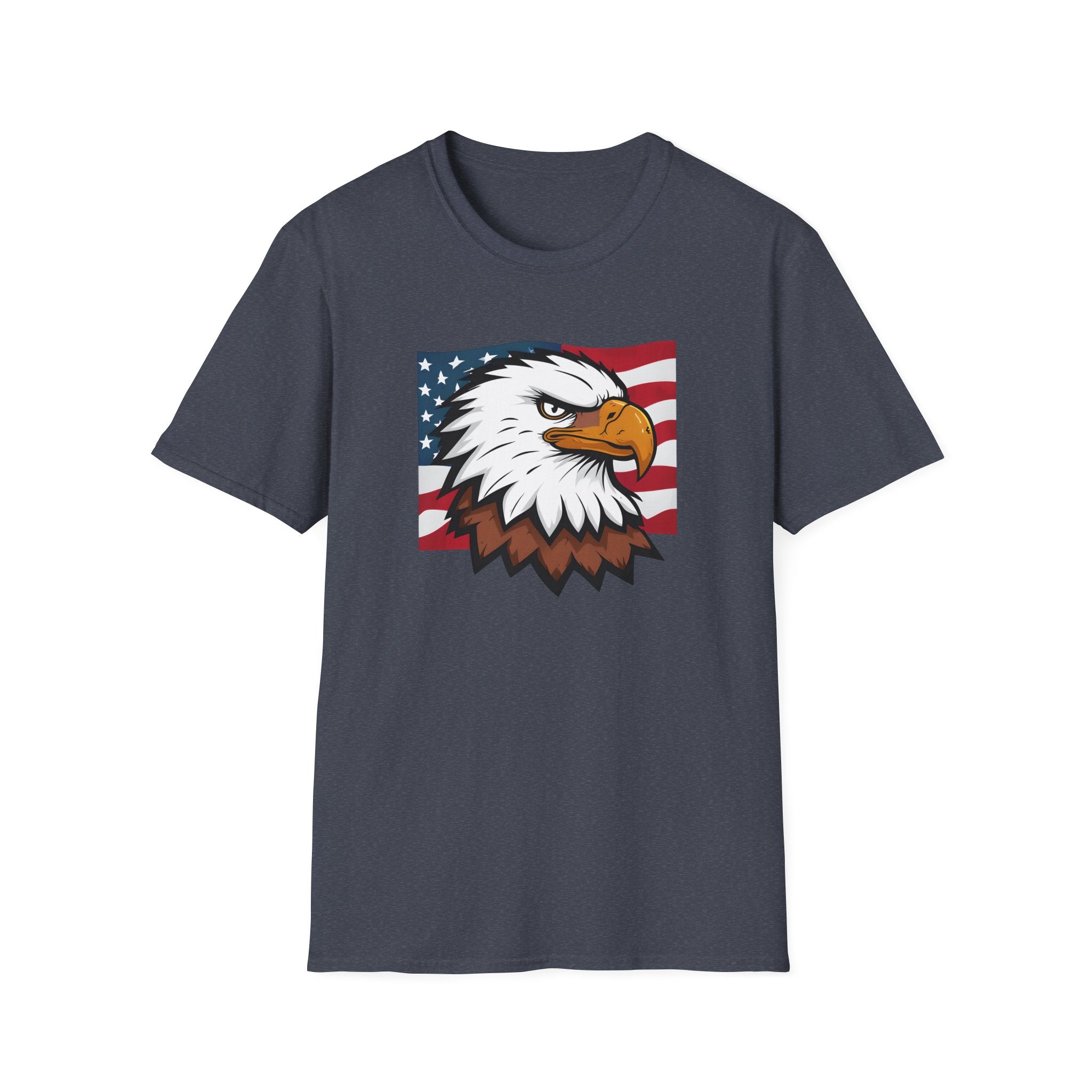 Patriotic Eagle Graphic T-Shirt, Unisex Softstyle Tee for Independence Day, Casual Wear, Gift for Veterans, American Pride Clothing