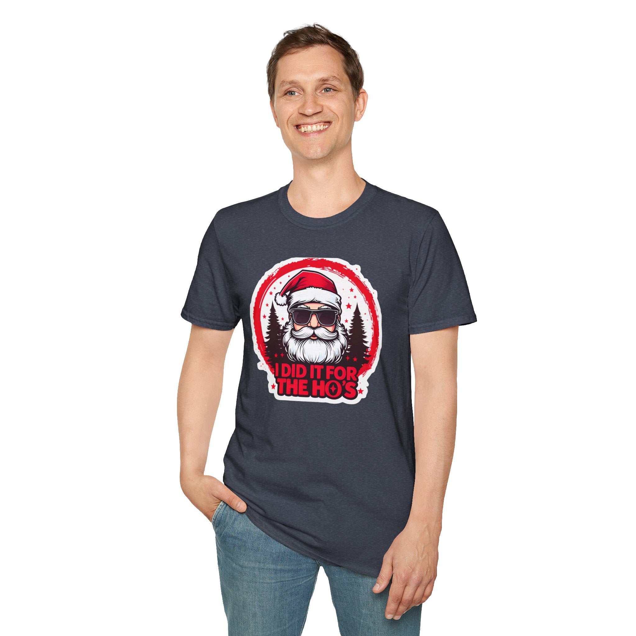 Funny Santa T-Shirt, Christmas Humor Shirt, Holiday Gift, Unisex Tee, I Did It For The Ho's, Festive Apparel, Winter Party Wear