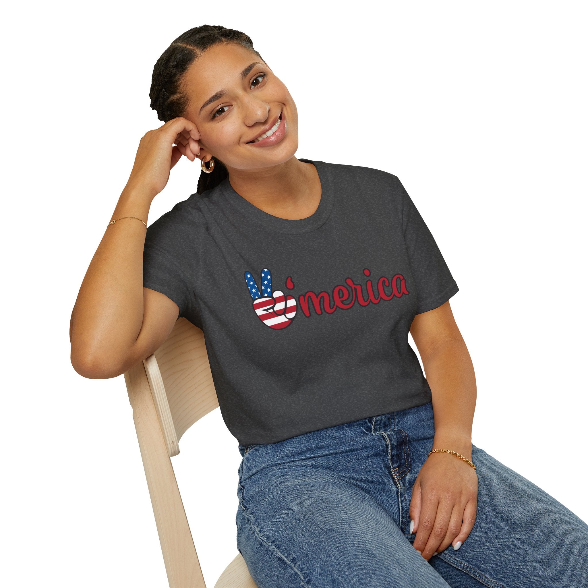 Patriotic Peace T-Shirt for Unisex, Casual Wear, Independence Day Gift, Summer Style, Comfortable Tee