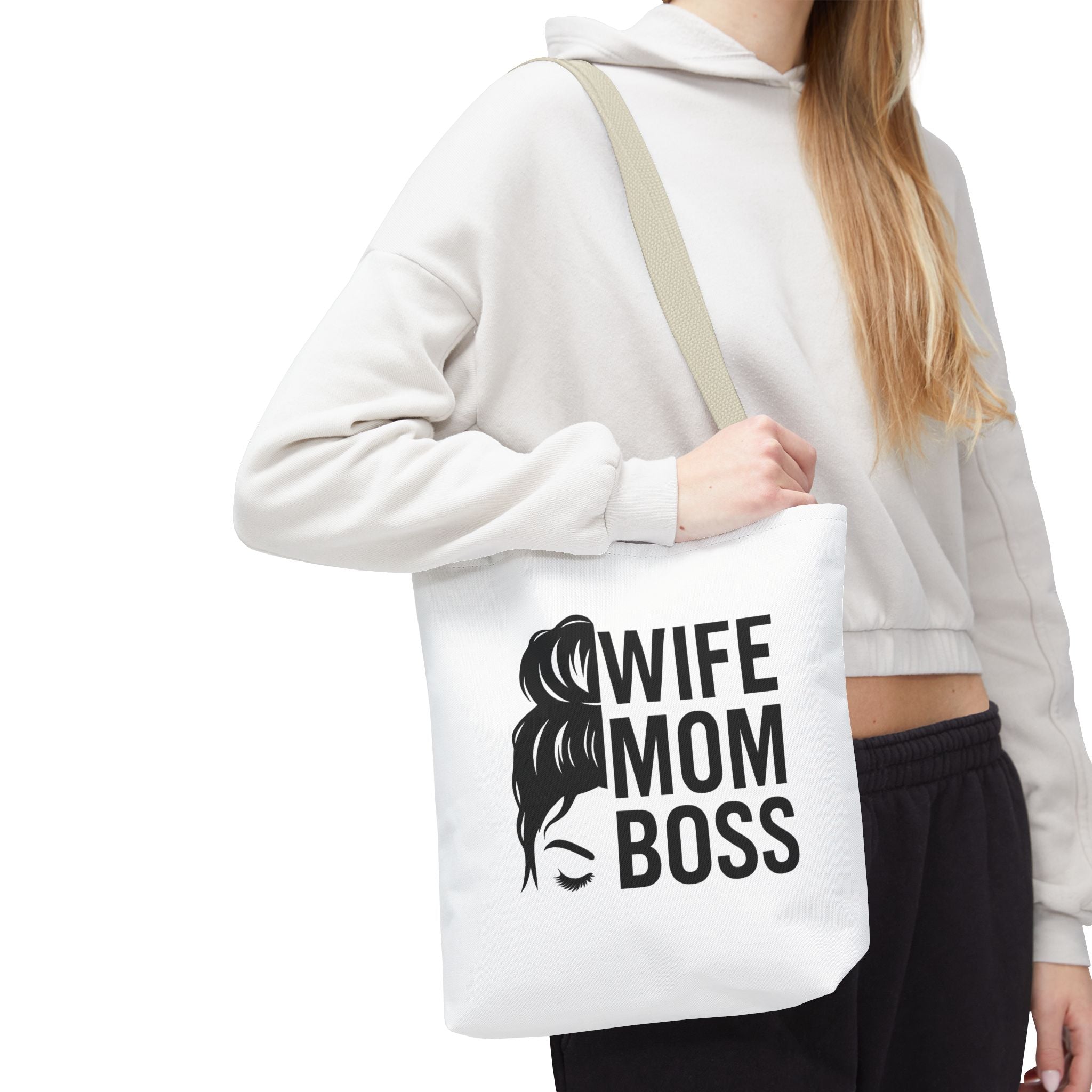 Wife Mom Boss Tote Bag - Chic, Durable Tote for Moms, Stylish Carry-All, Gift for Mother's Day, Work, and Everyday Use