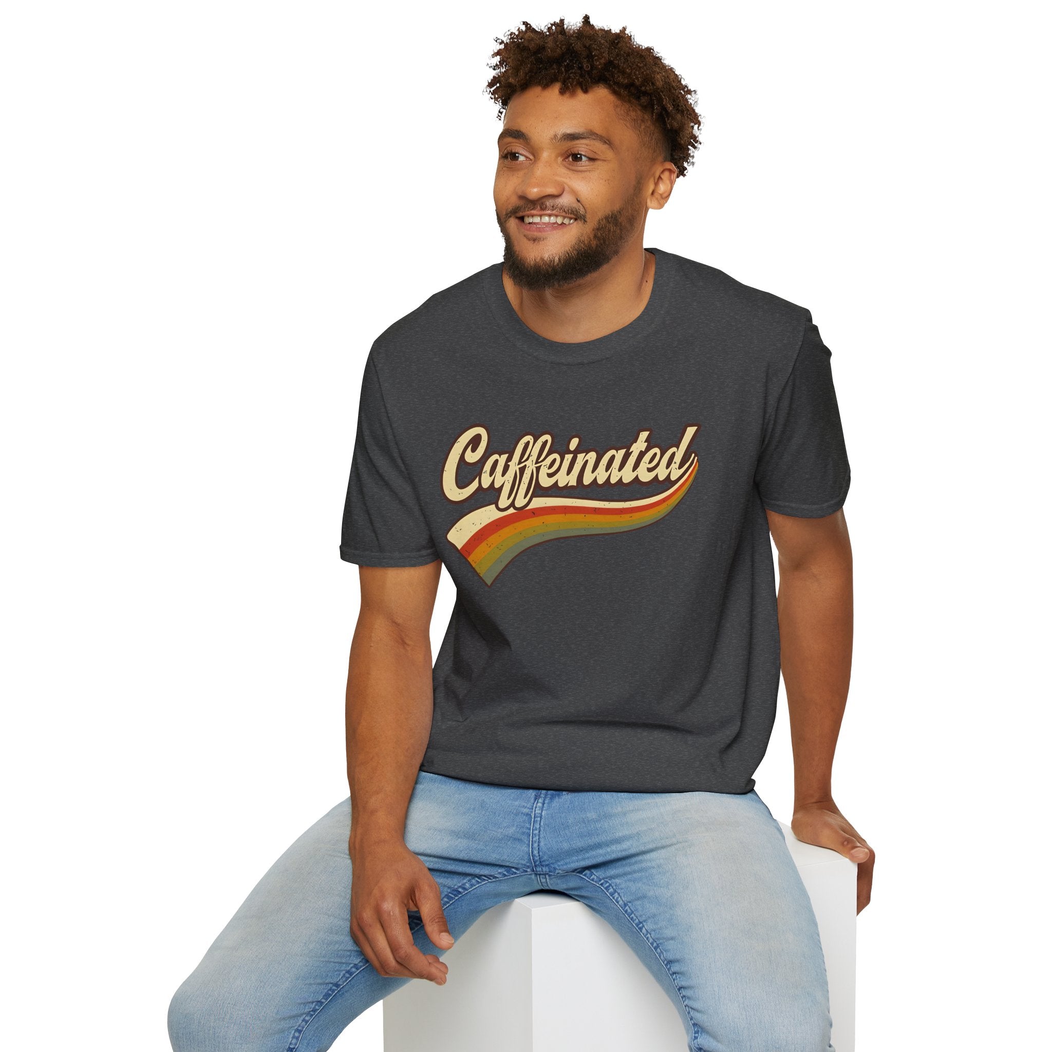 Caffeinated Retro Unisex Softstyle T-Shirt