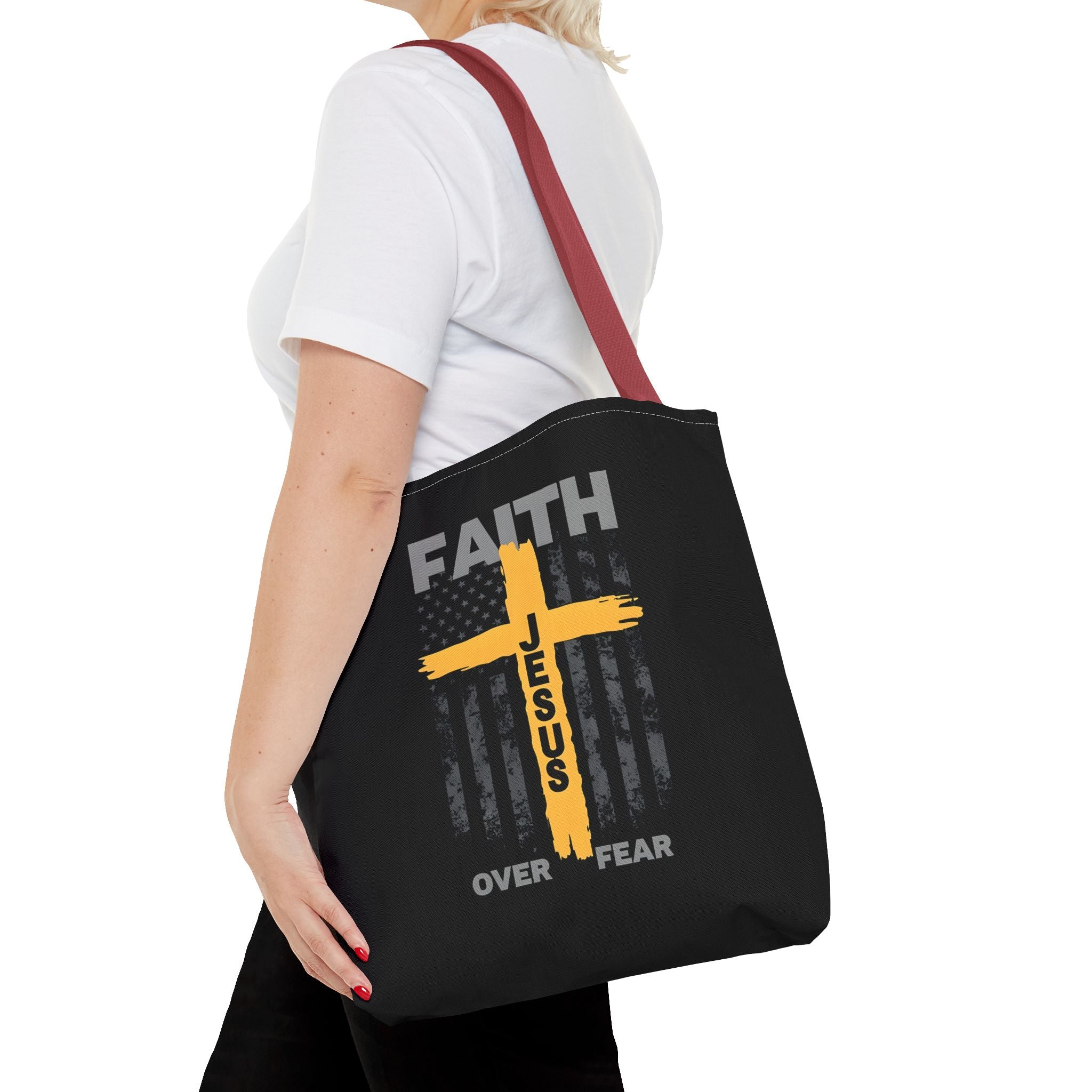 Faith Over Fear Tote Bag, Inspirational Bag, Bible Quote Tote, Christian Gift, Church Accessory, Motivational Bag