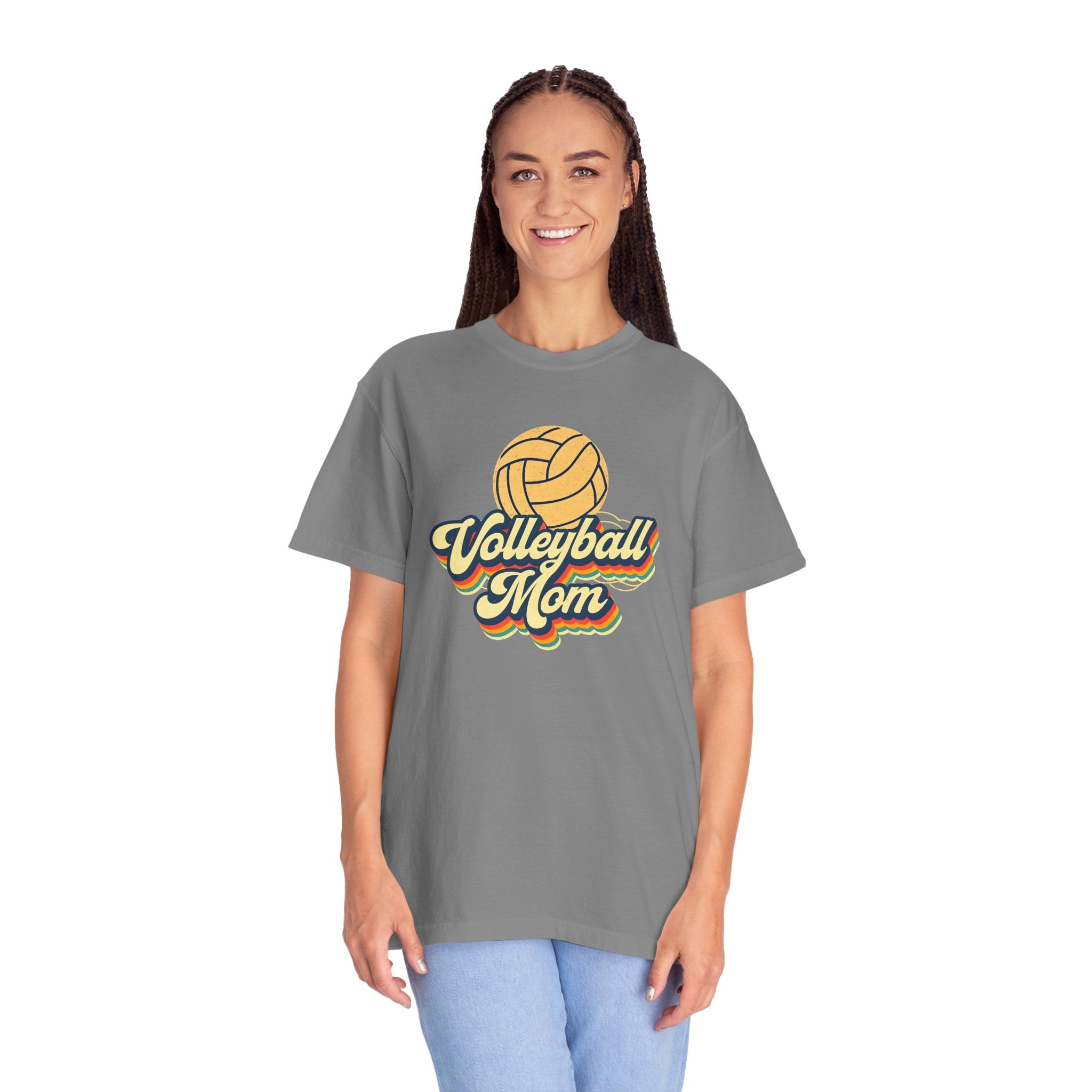 Volleyball Mom T-Shirt, Unisex Garment-Dyed Tee for Sports Lovers, Great for Gifts, Casual Wear, Volleyball Events, Mother’s Day