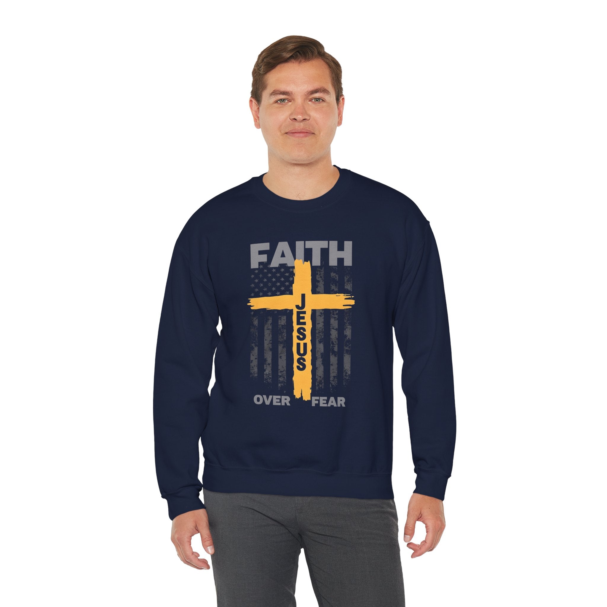 Faith Over Fear Crewneck Sweatshirt, Inspirational Christian Apparel, Unisex Sweatshirt, Religious Gift, Cozy Faith-Based Clothing